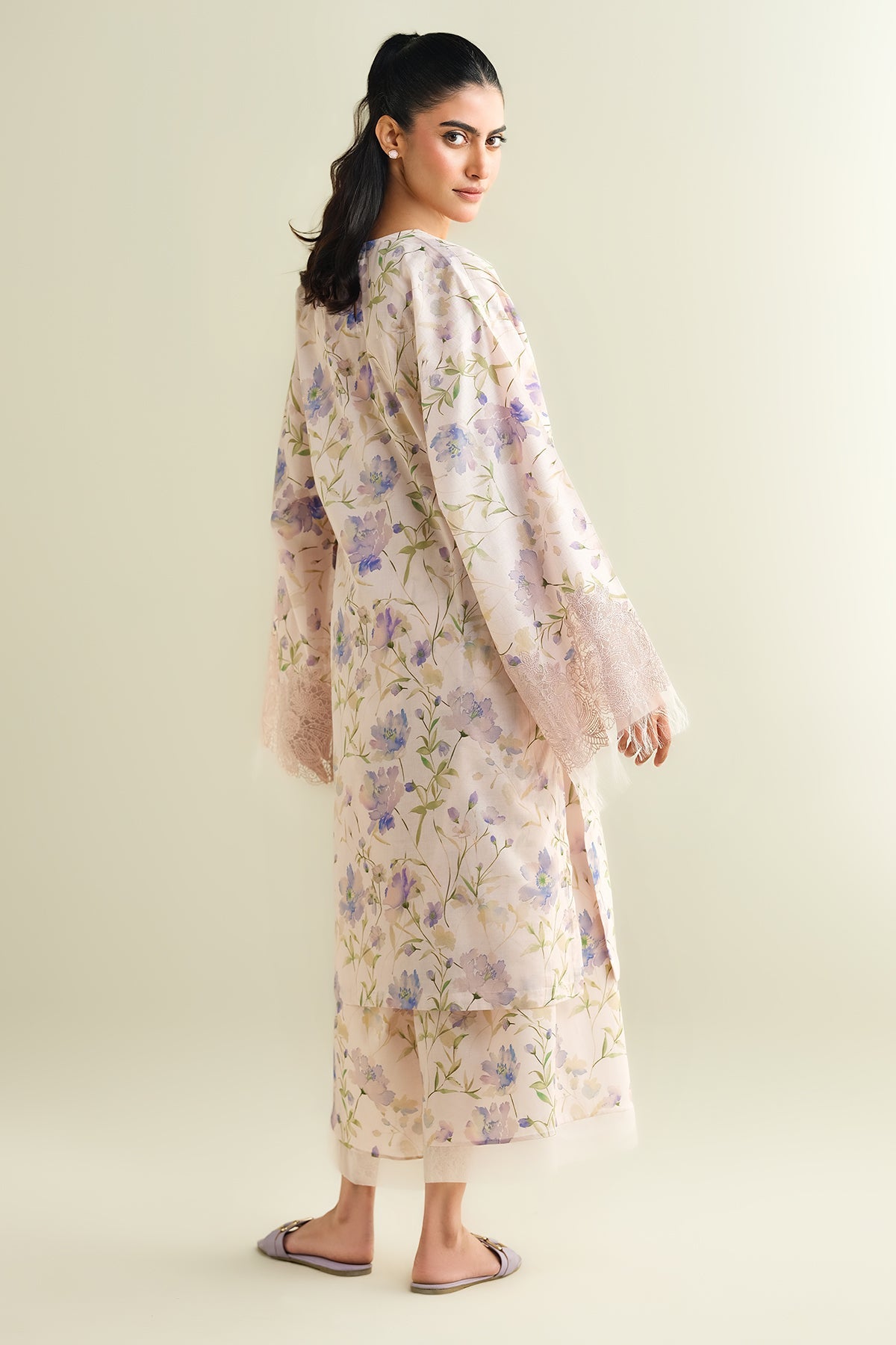 2 Piece - Printed Embroidered Suit - C6111