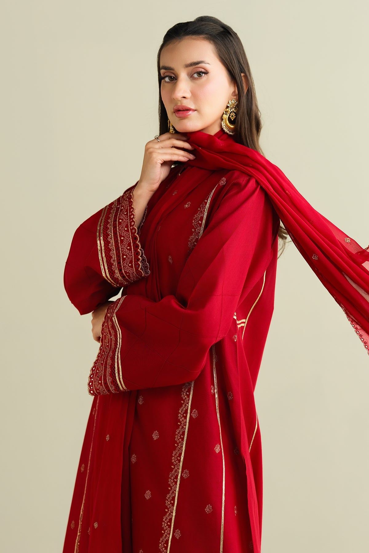 3 Piece - Embroidered Suit - C6164