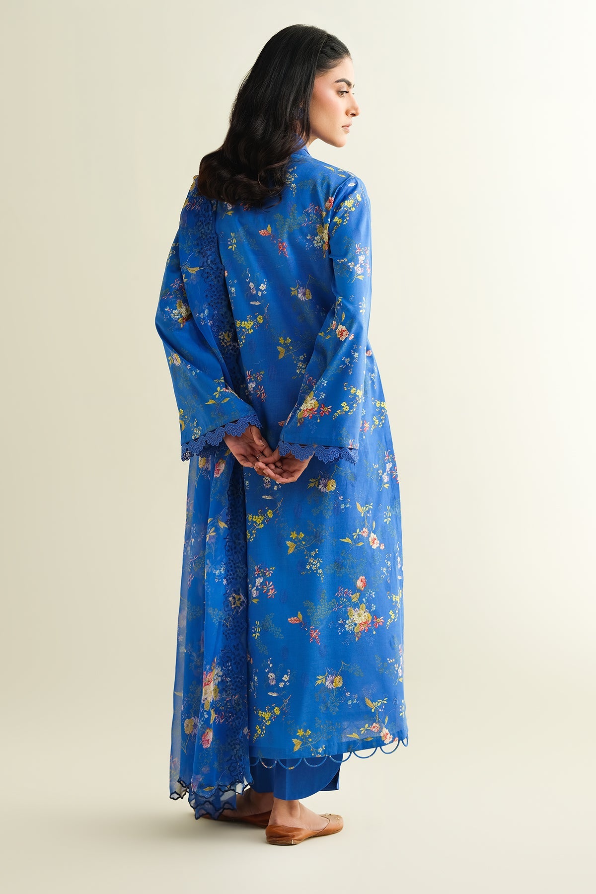3 Piece - Printed Embroidered Suit - C6183