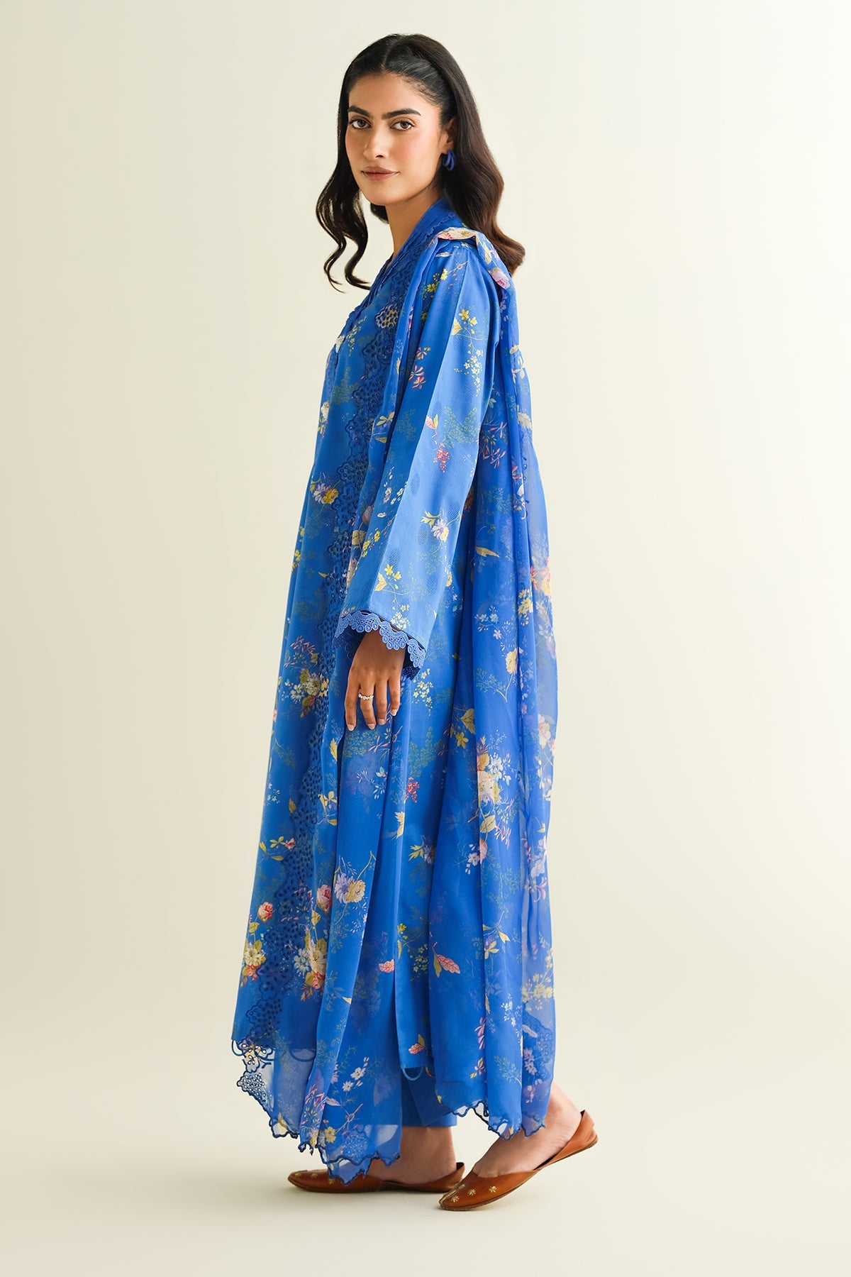 3 Piece - Printed Embroidered Suit - C6183