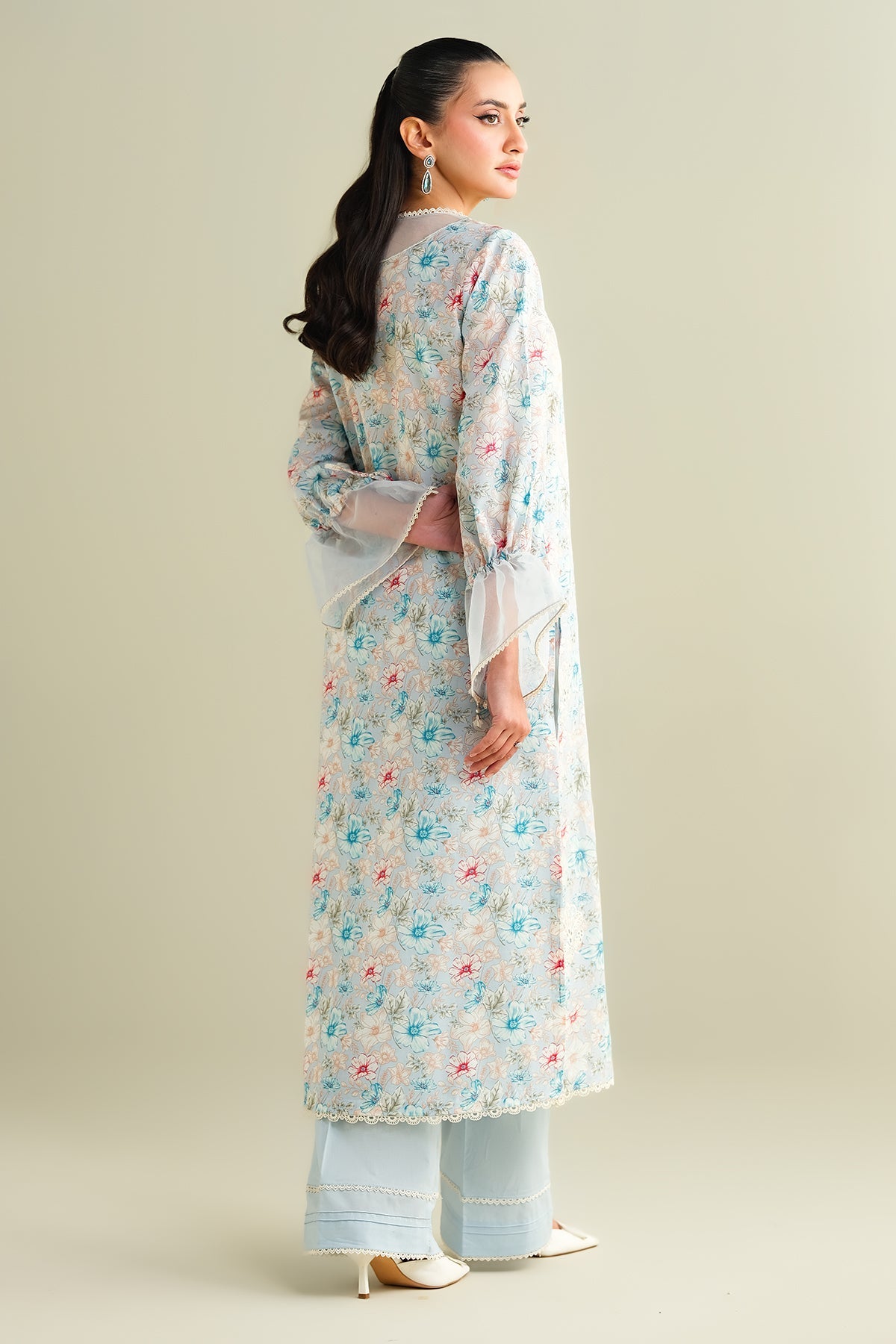 2 Piece - Printed Embroidered Suit - C6102