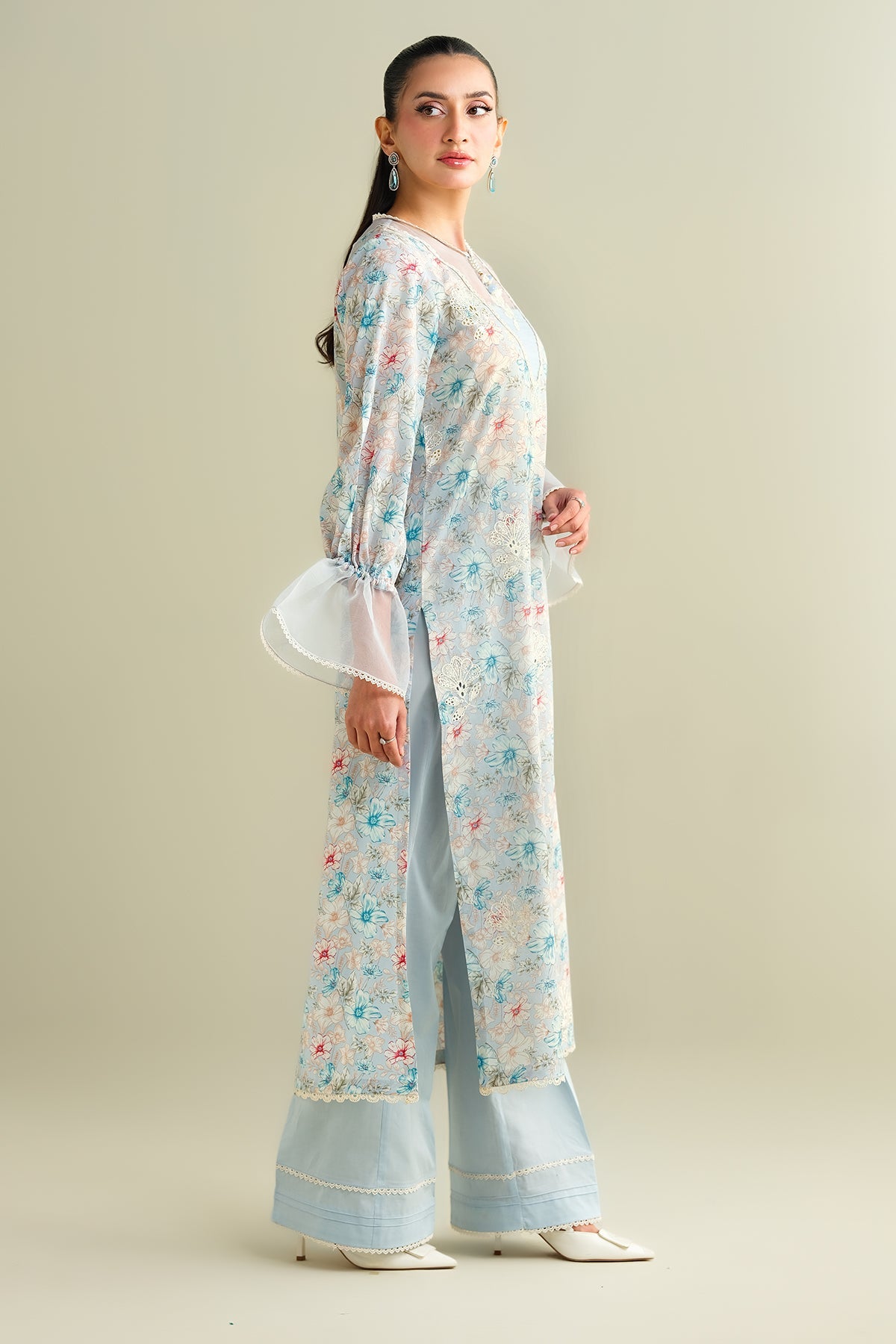 2 Piece - Printed Embroidered Suit - C6102