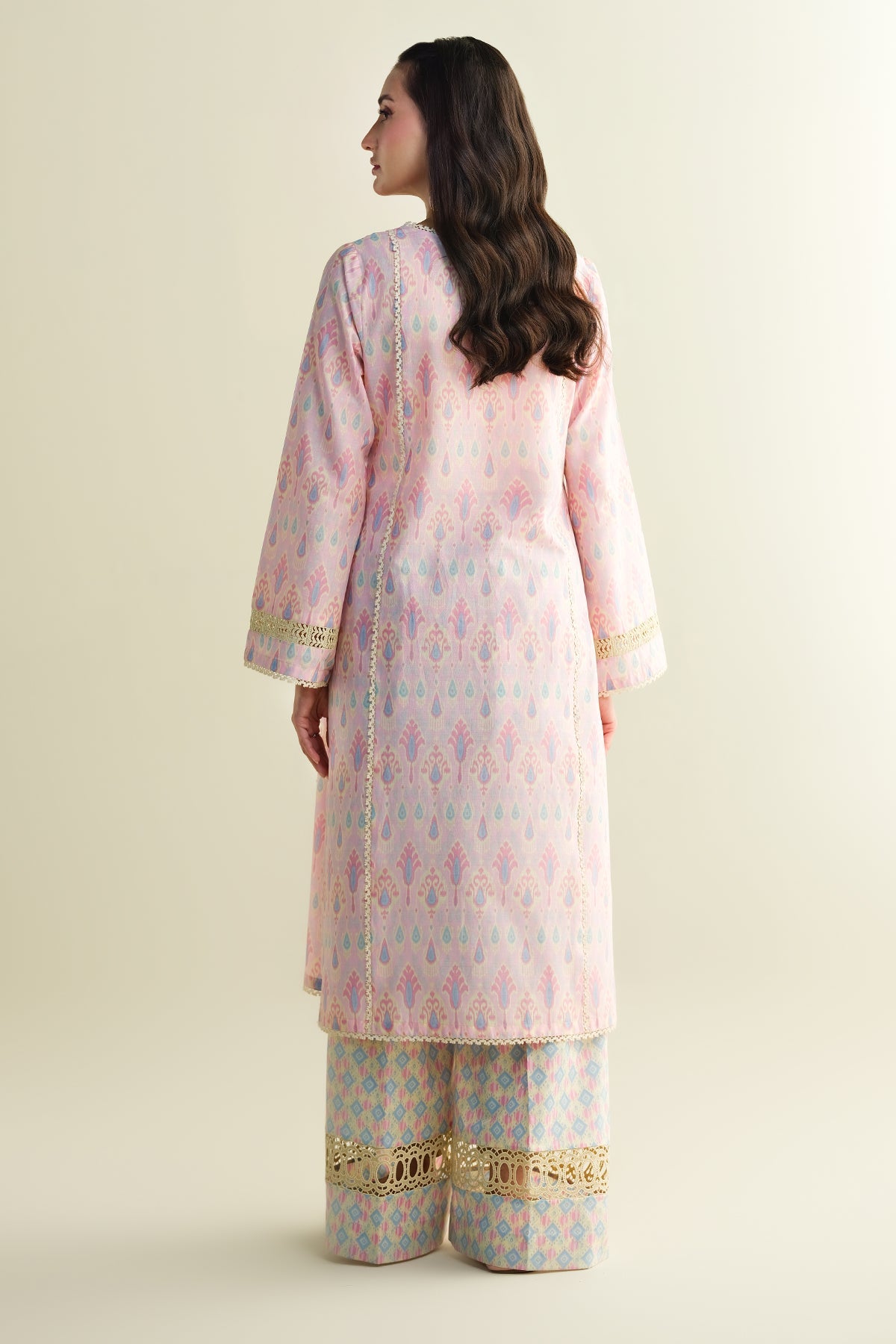 2 Piece - Printed Embroidered Suit - C6112