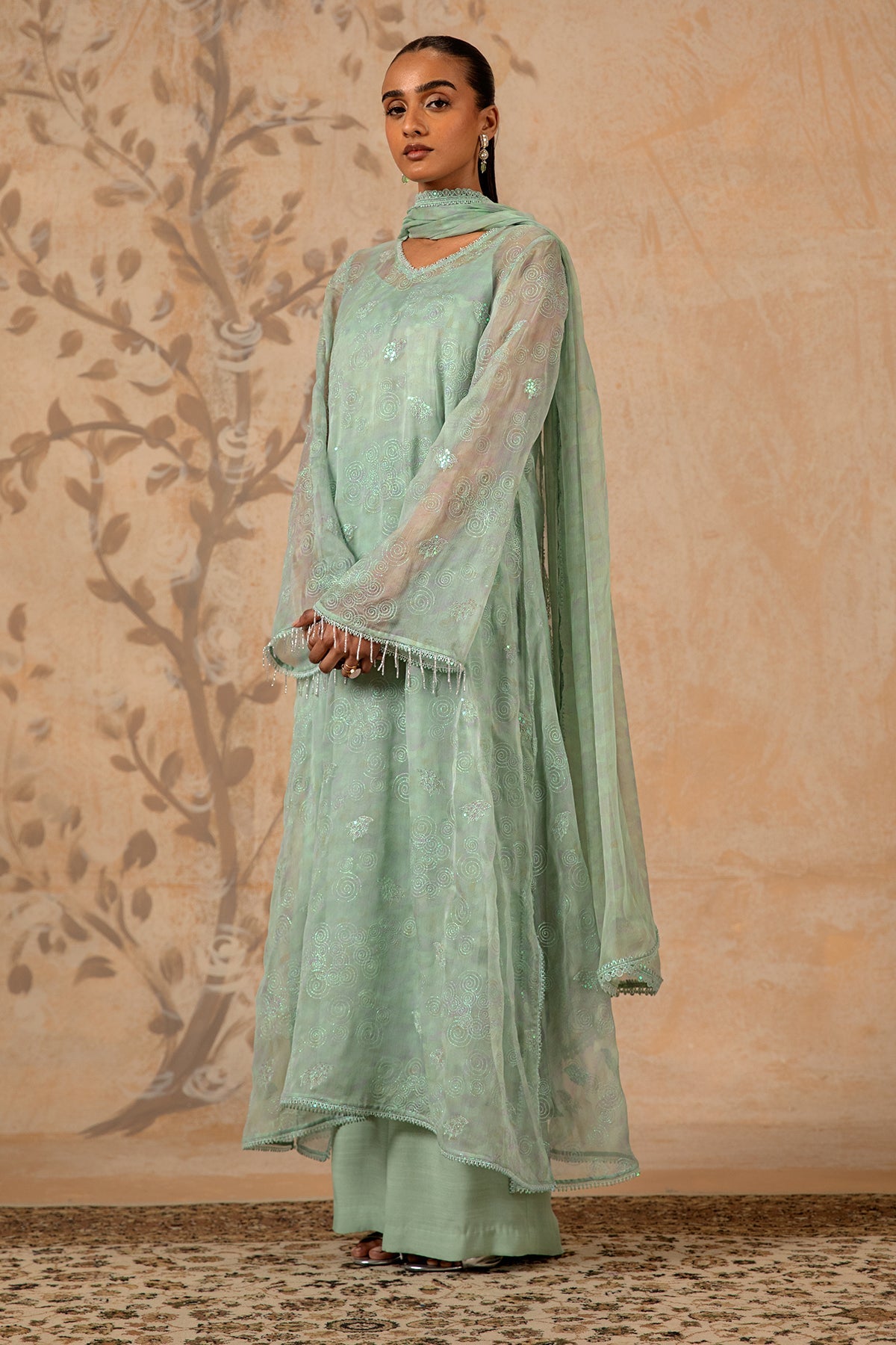 4 Piece - Printed & Embroidered Suit - MC1612-1