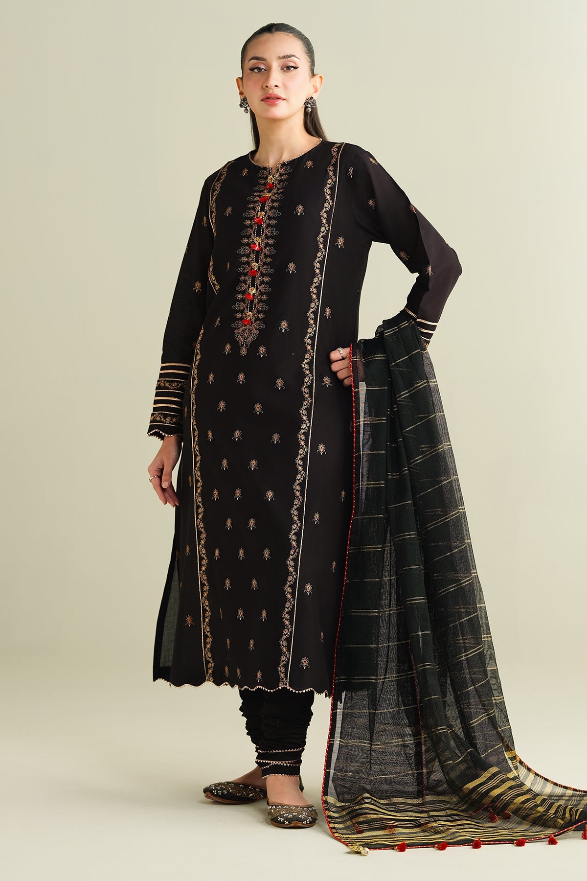 3 Piece - Embroidered Suit - C6161
