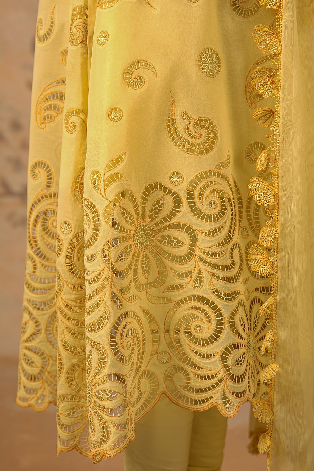4 Piece - Premium Pure Voile Embroidered Suit - MC1608-2