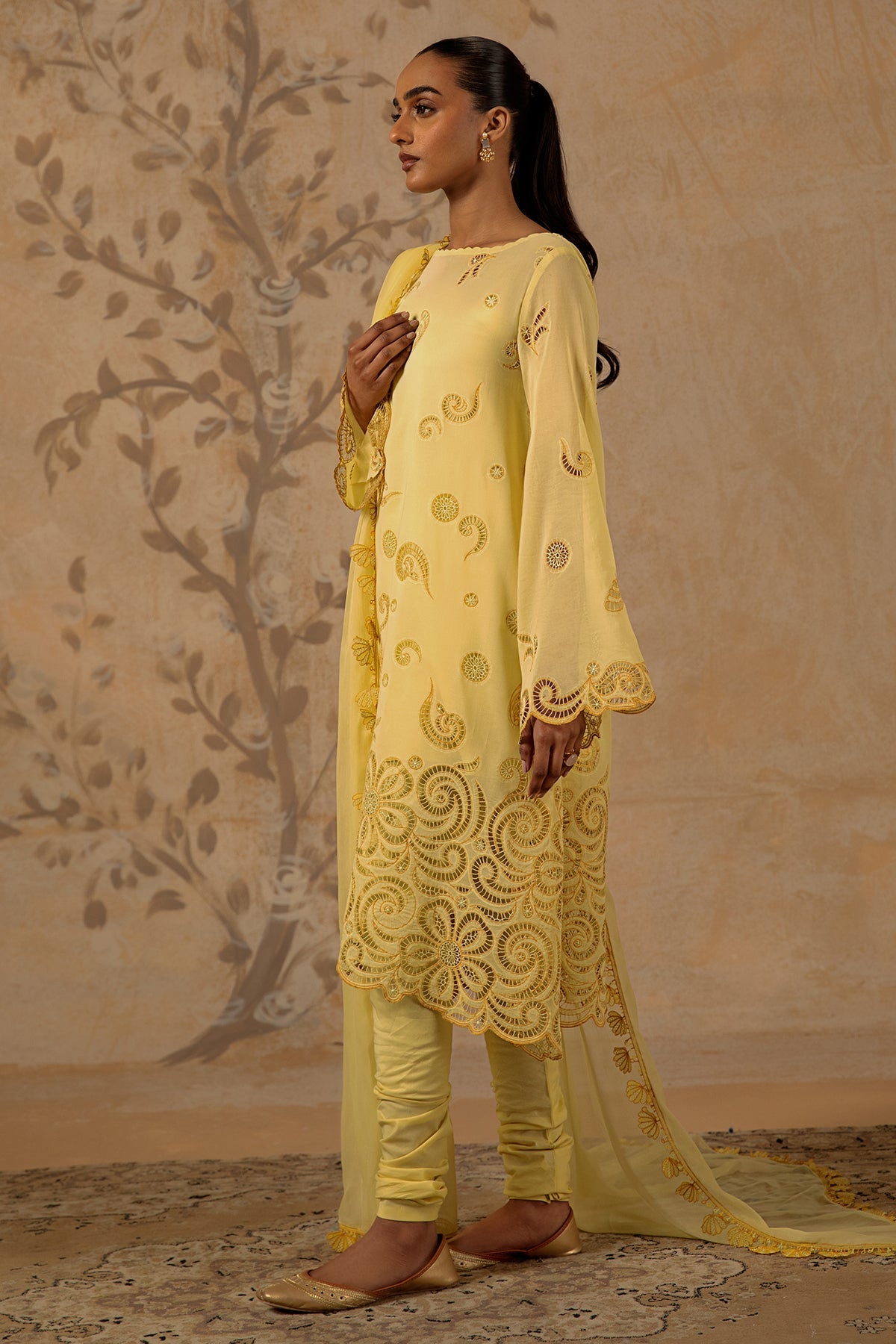 4 Piece - Premium Pure Voile Embroidered Suit - MC1608-2
