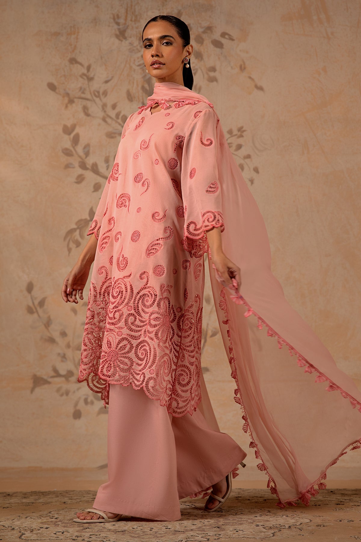 4 Piece - Premium Pure Voile Embroidered Suit - MC1608-1