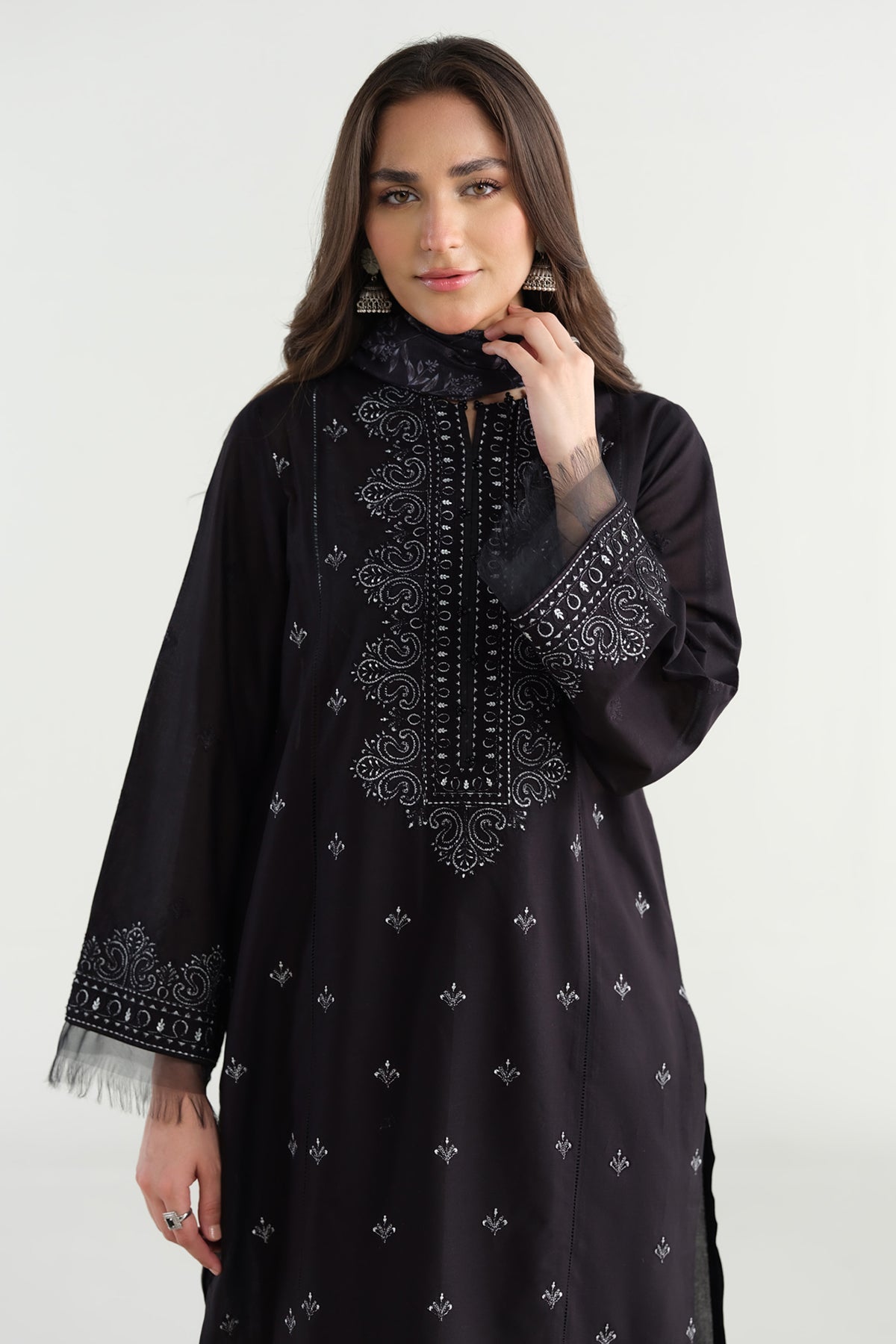 2 Piece - Printed & Embroidered Suit - C6203