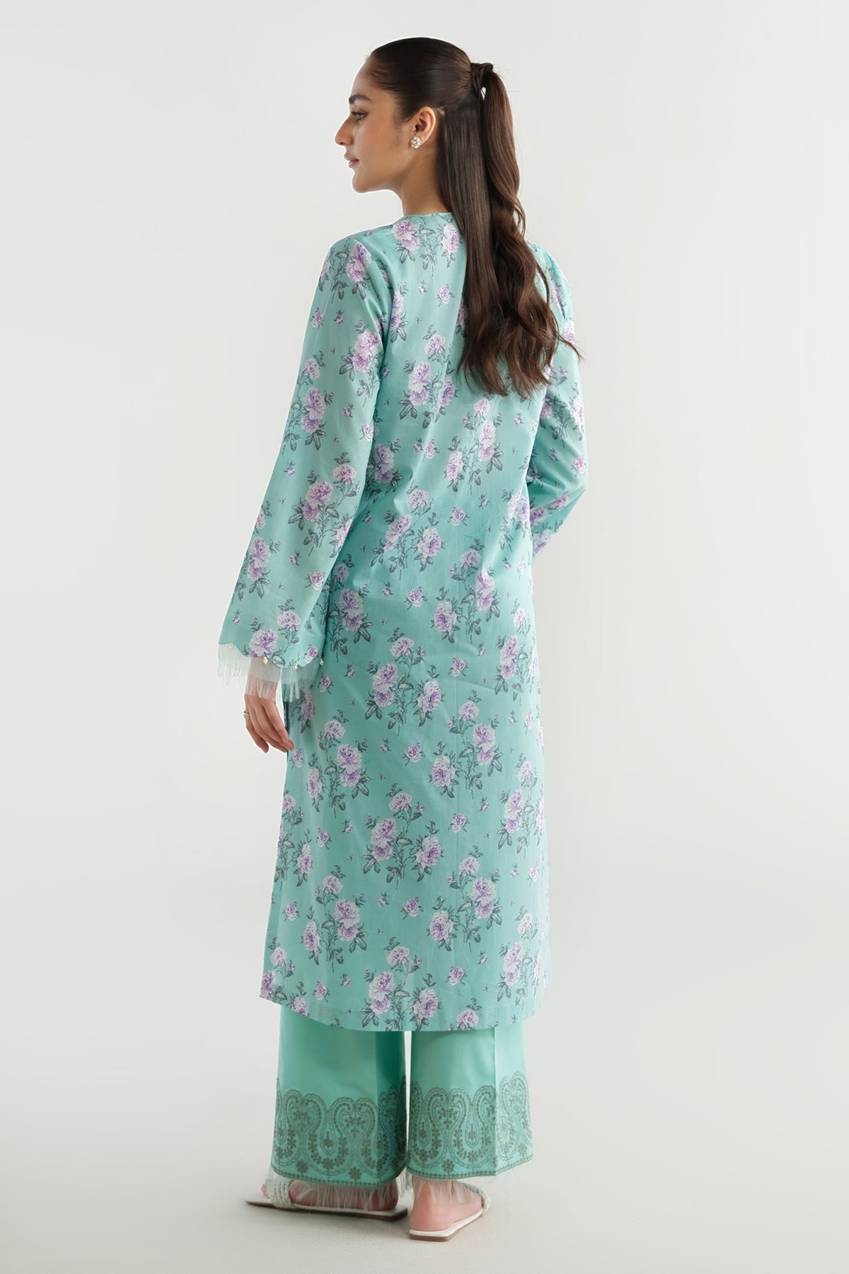 2 Piece - Printed & Embriodered Suit - C6210