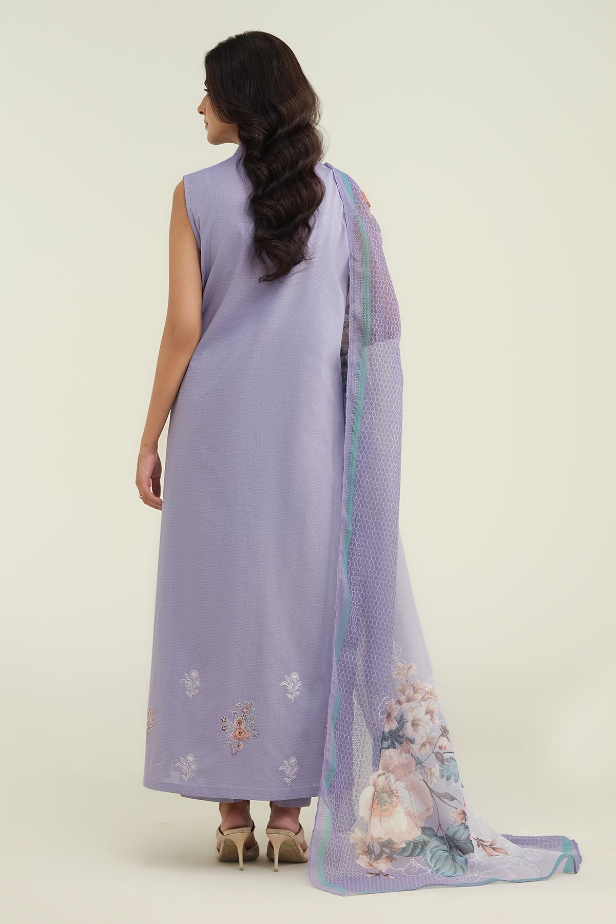 3 Piece-Printed & Embroidered Suit-C6234
