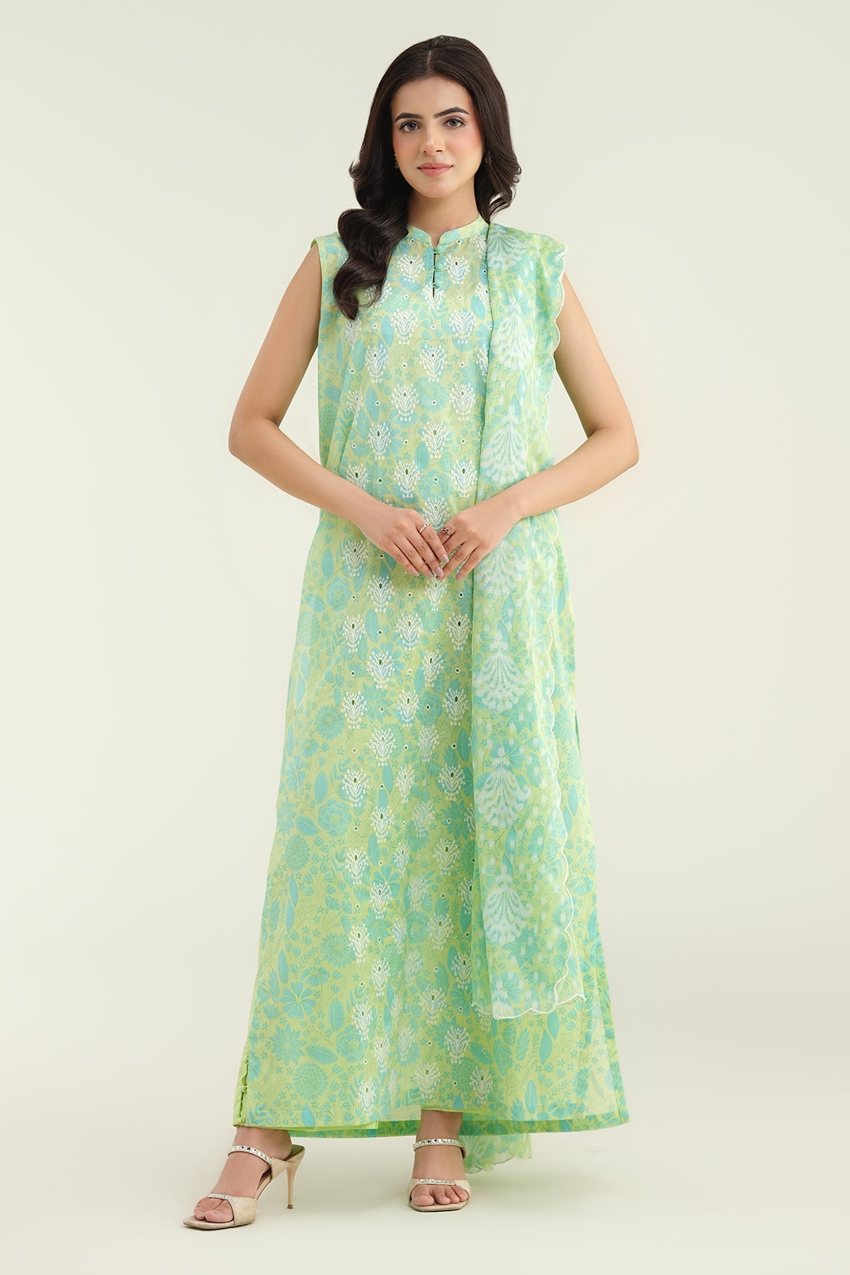 3 Piece-Printed & Embroidered Suit-C6239