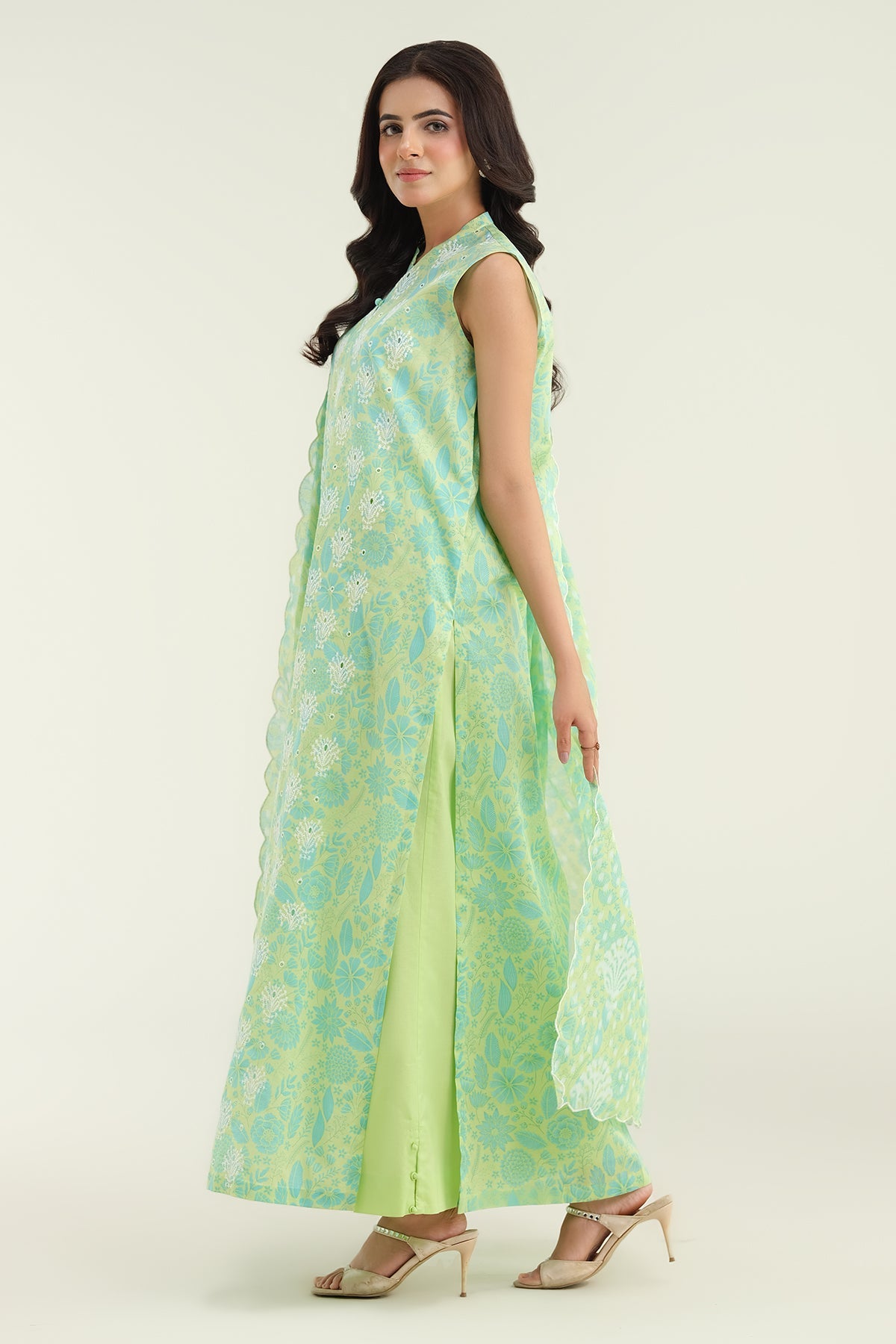 3 Piece-Printed & Embroidered Suit-C6239