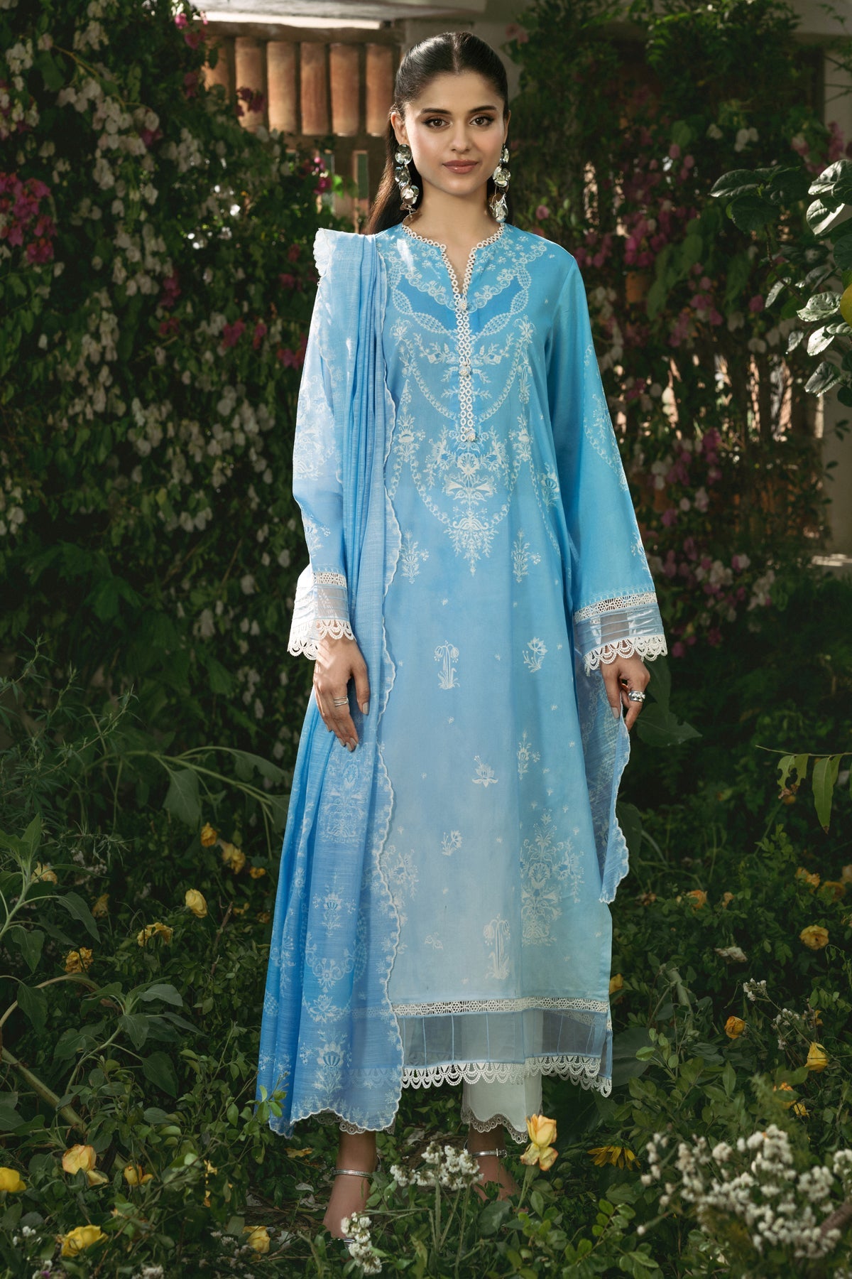 2 Piece - Printed & Embriodered Suit - C6201