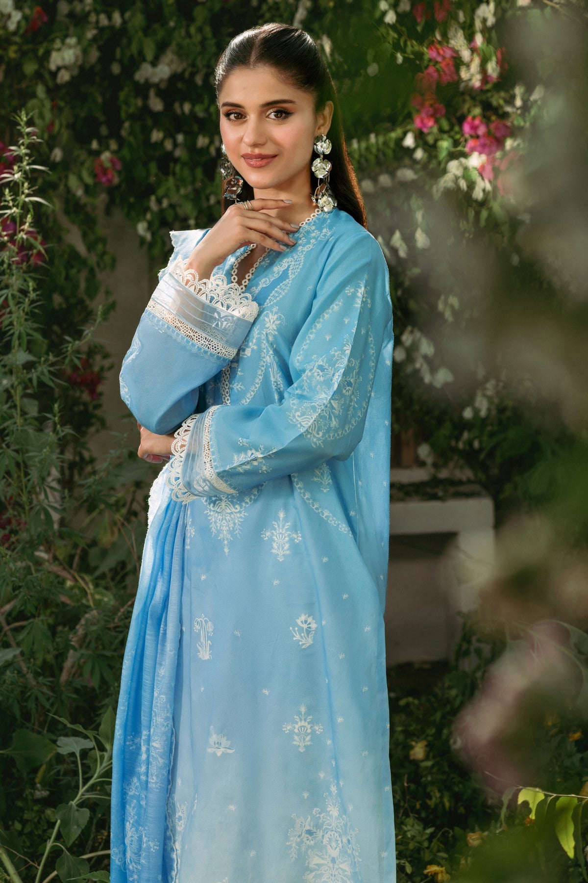 2 Piece - Printed & Embriodered Suit - C6201