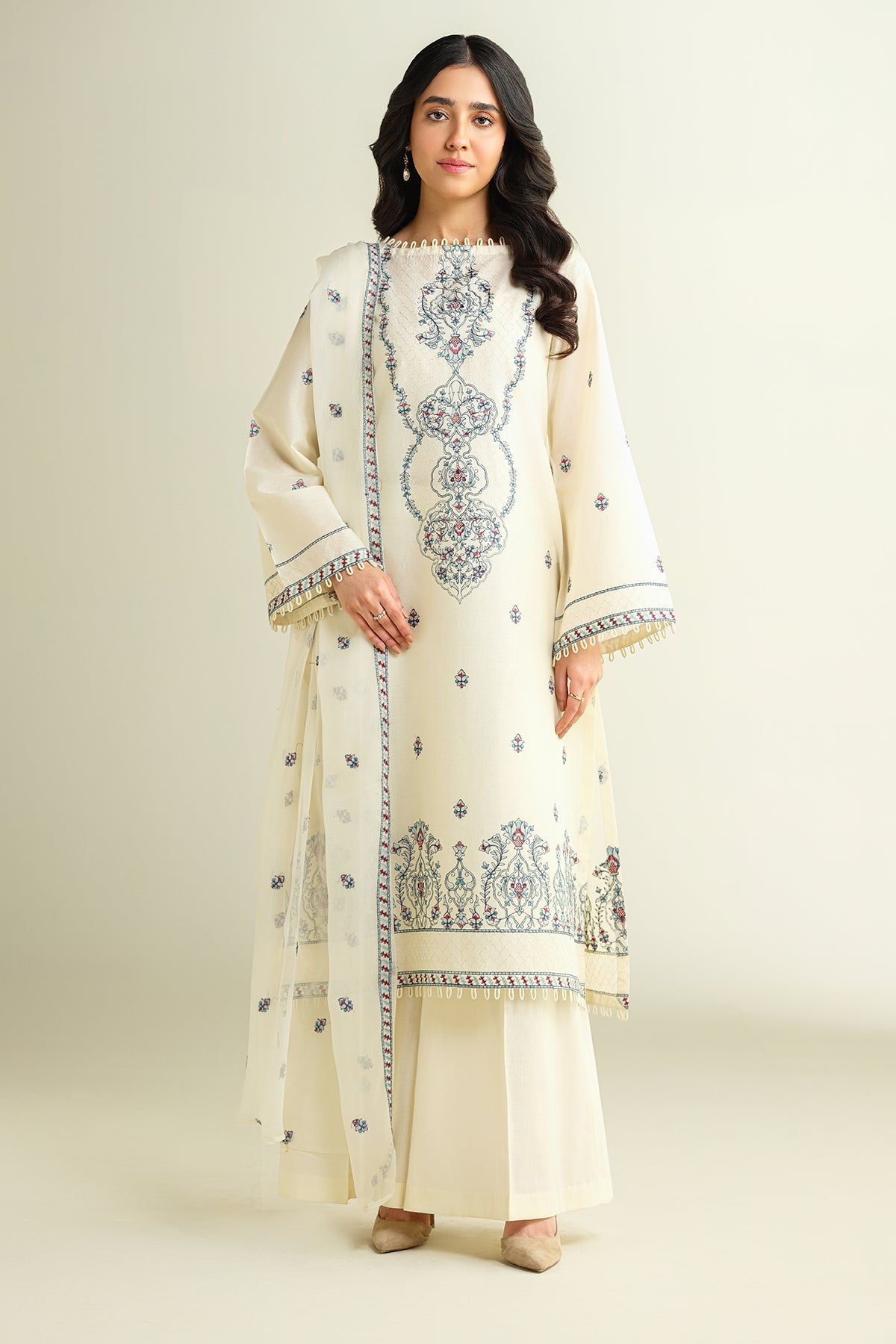 3 Piece - Embroidered Suit - E1614
