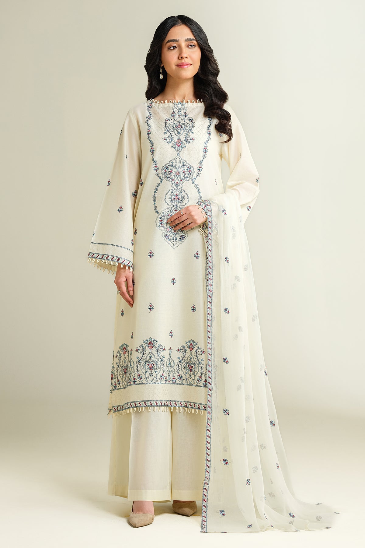 3 Piece - Embroidered Suit - E1614