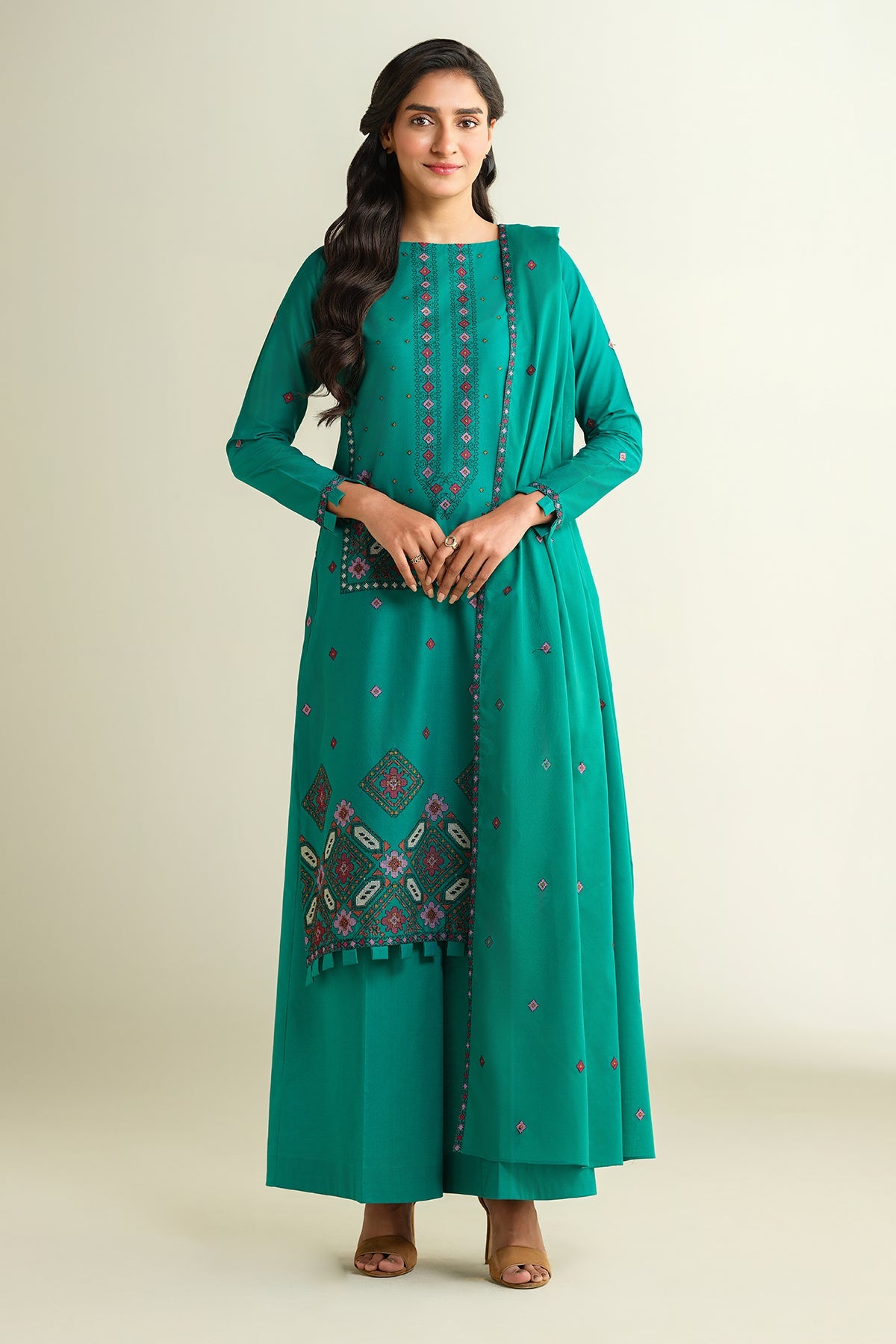 3 Piece - Embroidered Suit - E1616