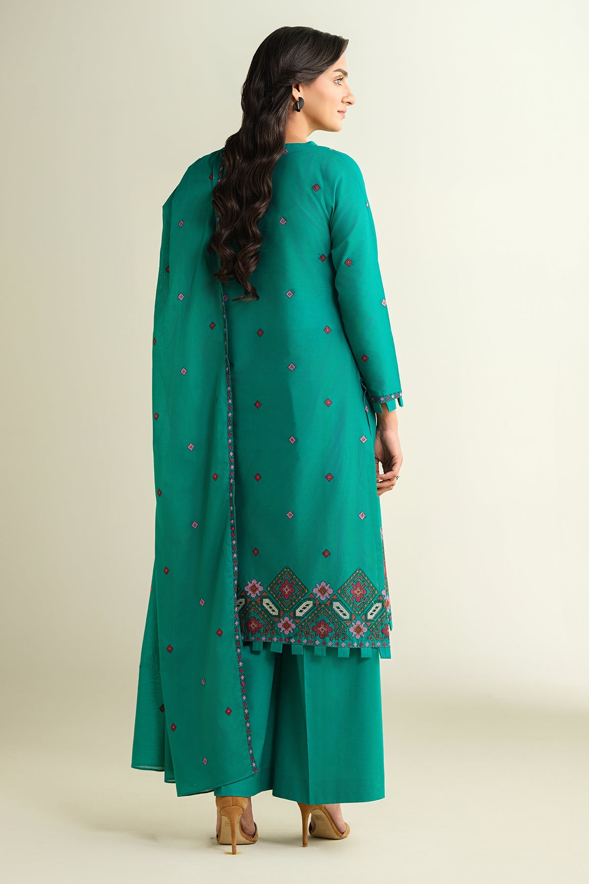 3 Piece - Embroidered Suit - E1616