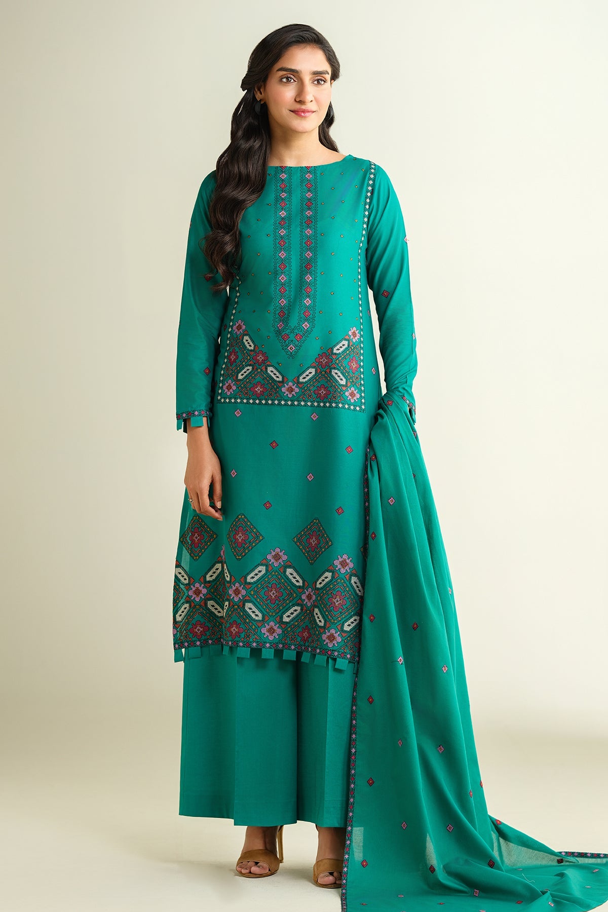 3 Piece - Embroidered Suit - E1616