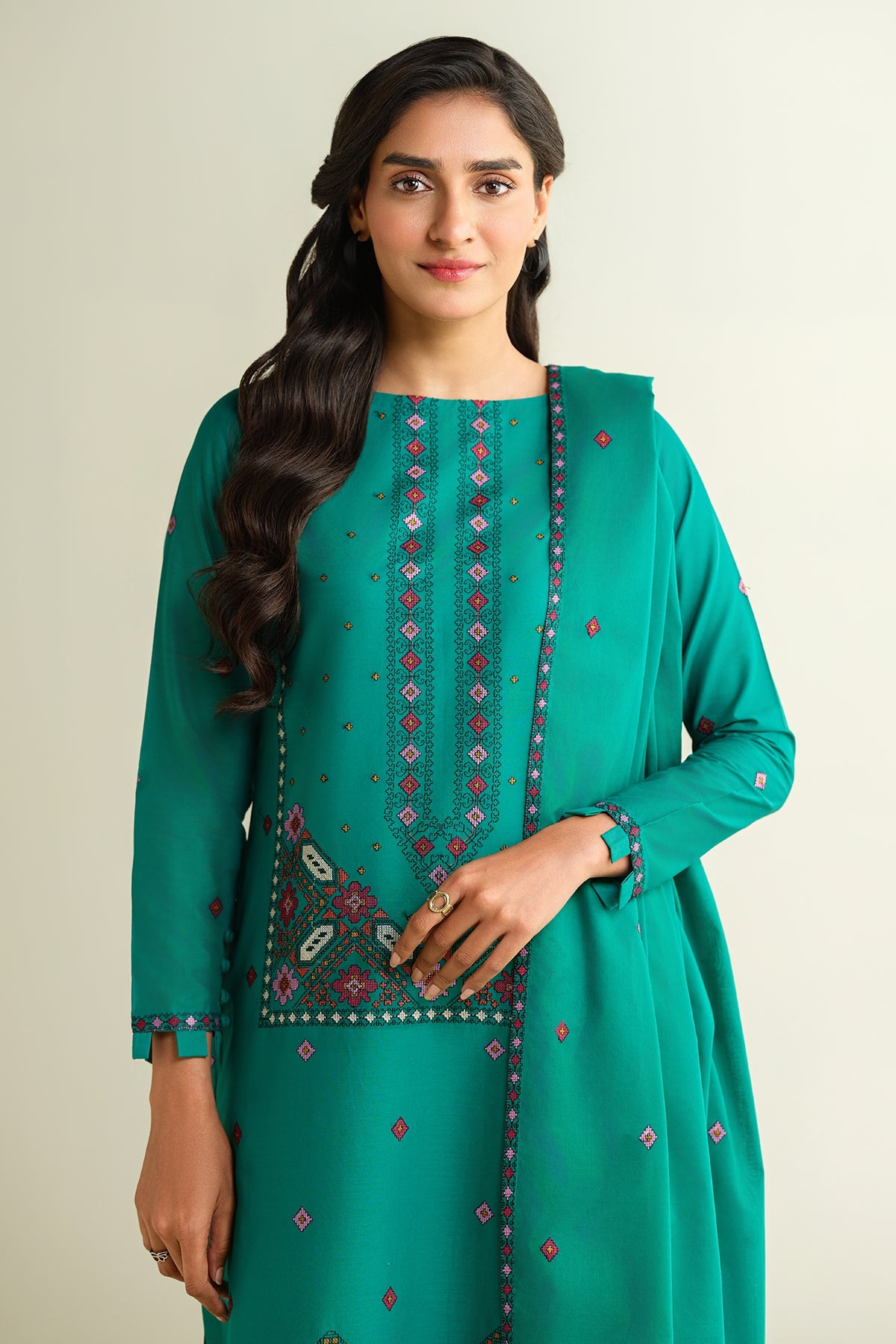 3 Piece - Embroidered Suit - E1616