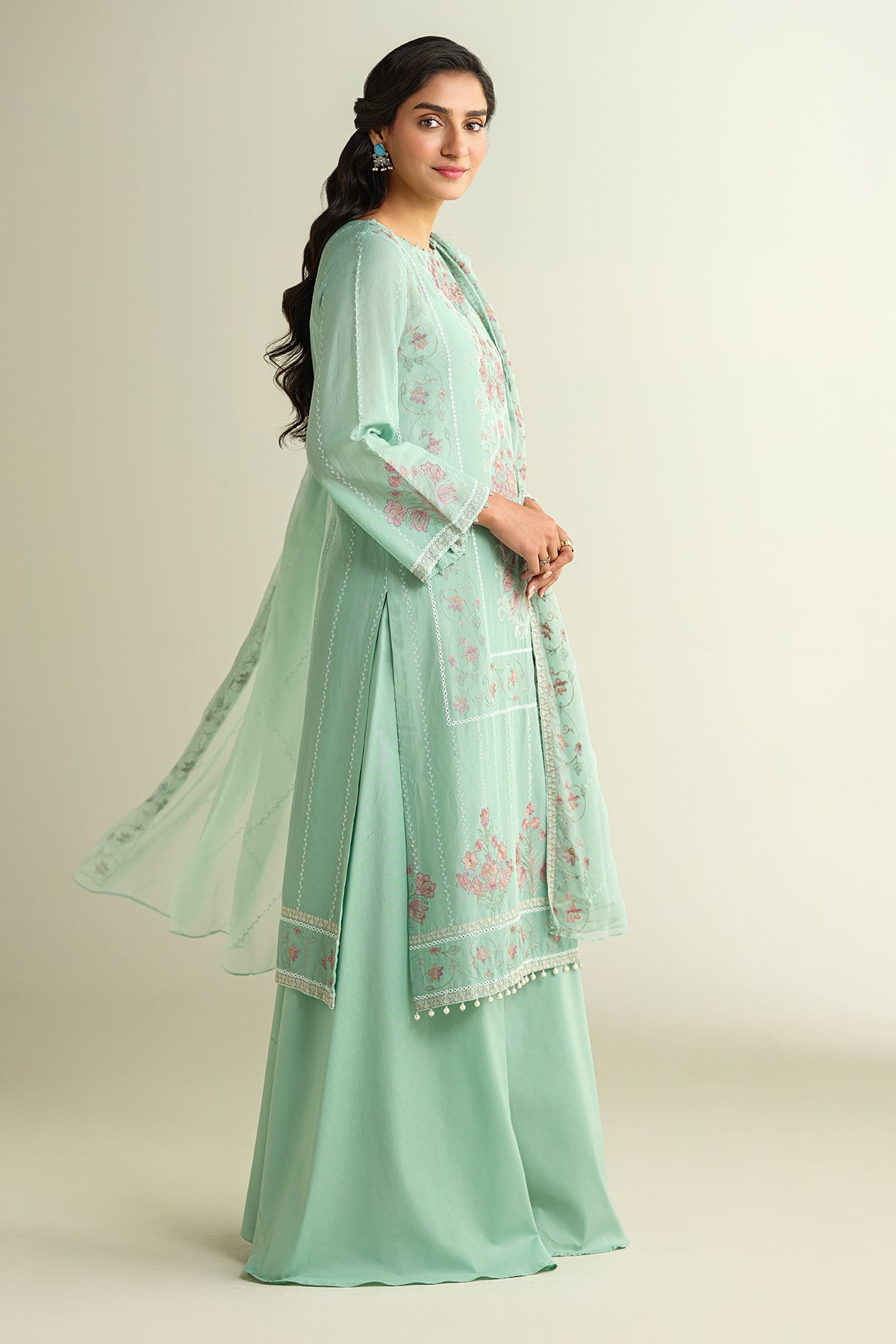 3 Piece - Embroidered Suit - E1622
