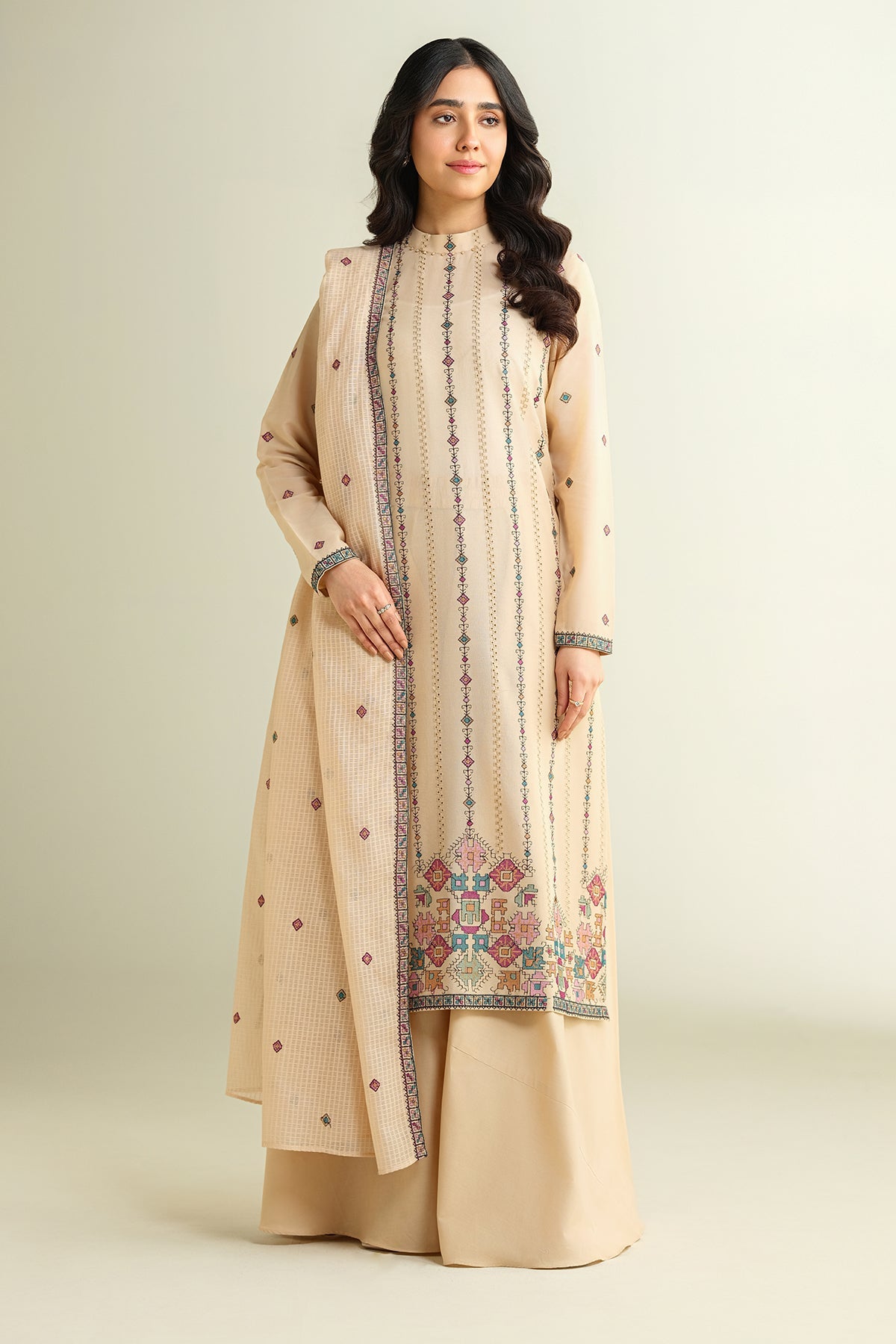 3 Piece - Embroidered Suit - E1623