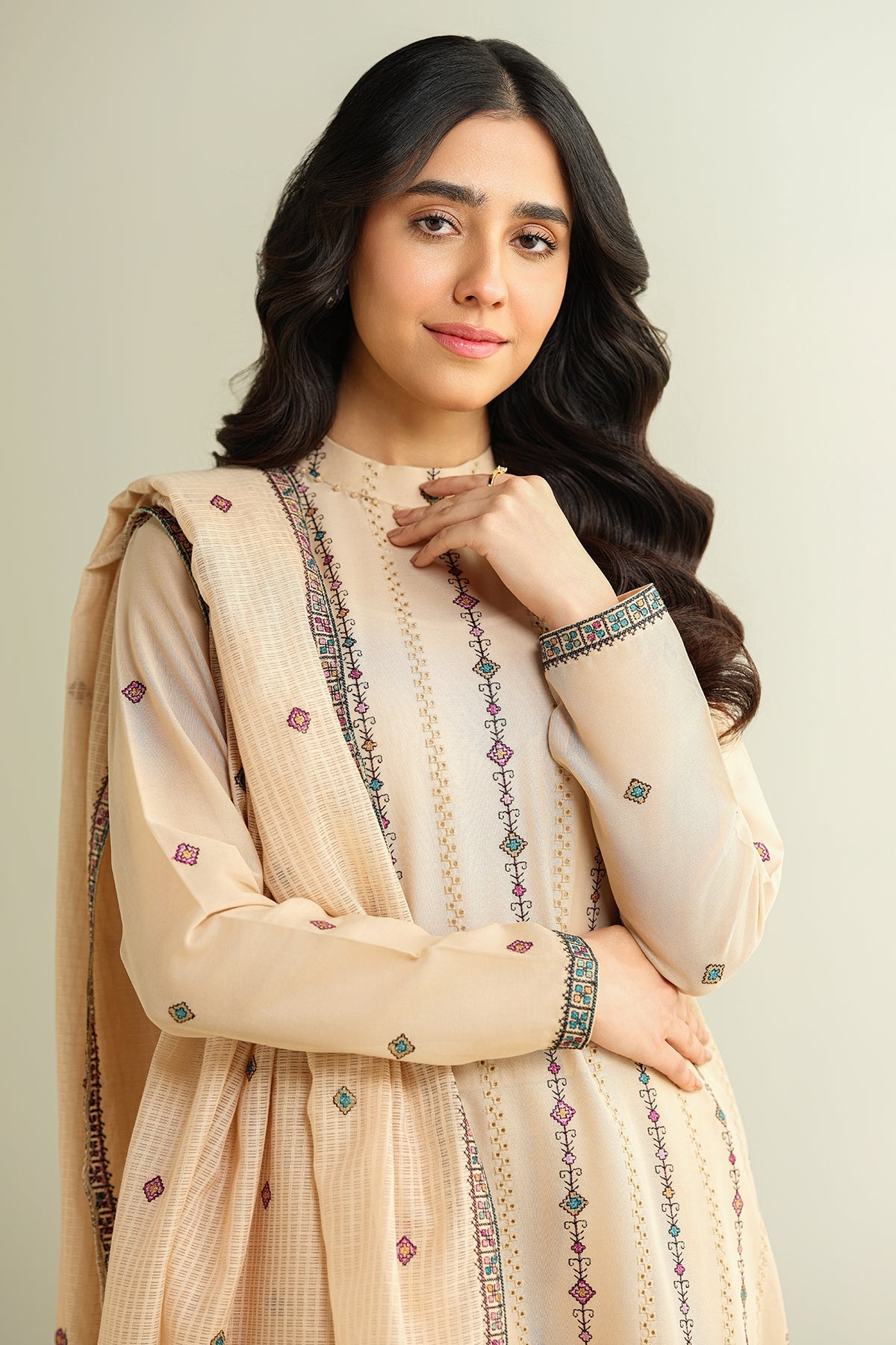 3 Piece - Embroidered Suit - E1623
