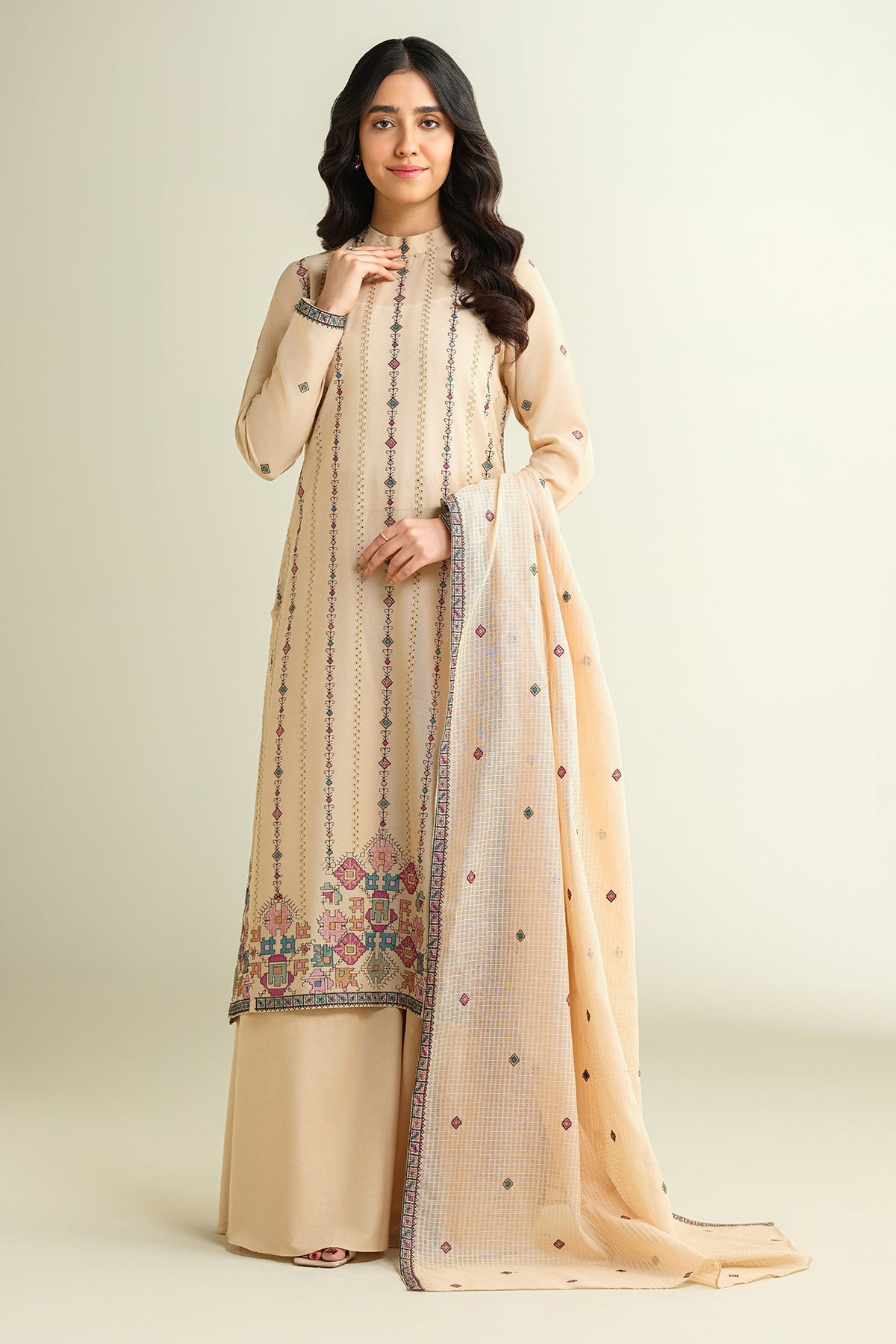 3 Piece - Embroidered Suit - E1623