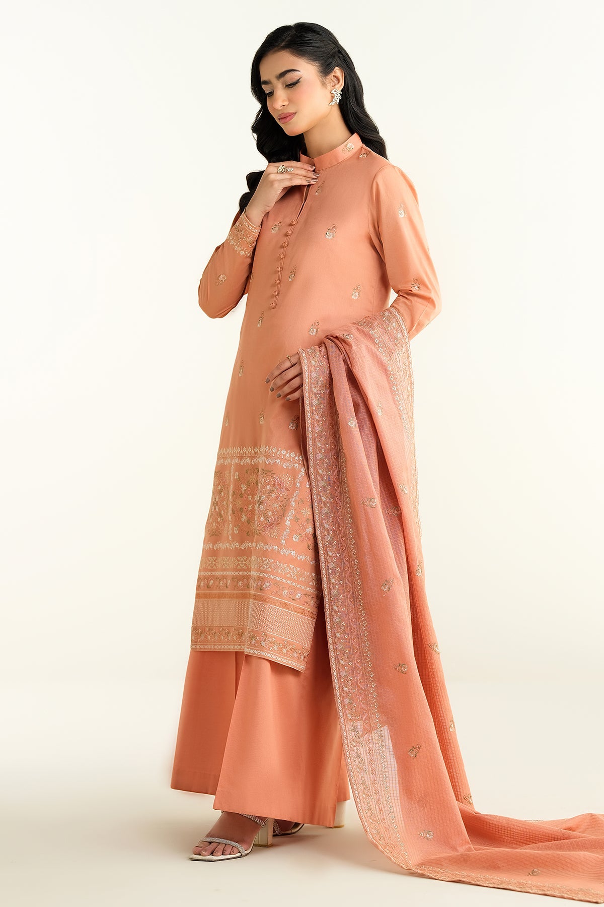 3 Piece - Embroidered Suit - E1626