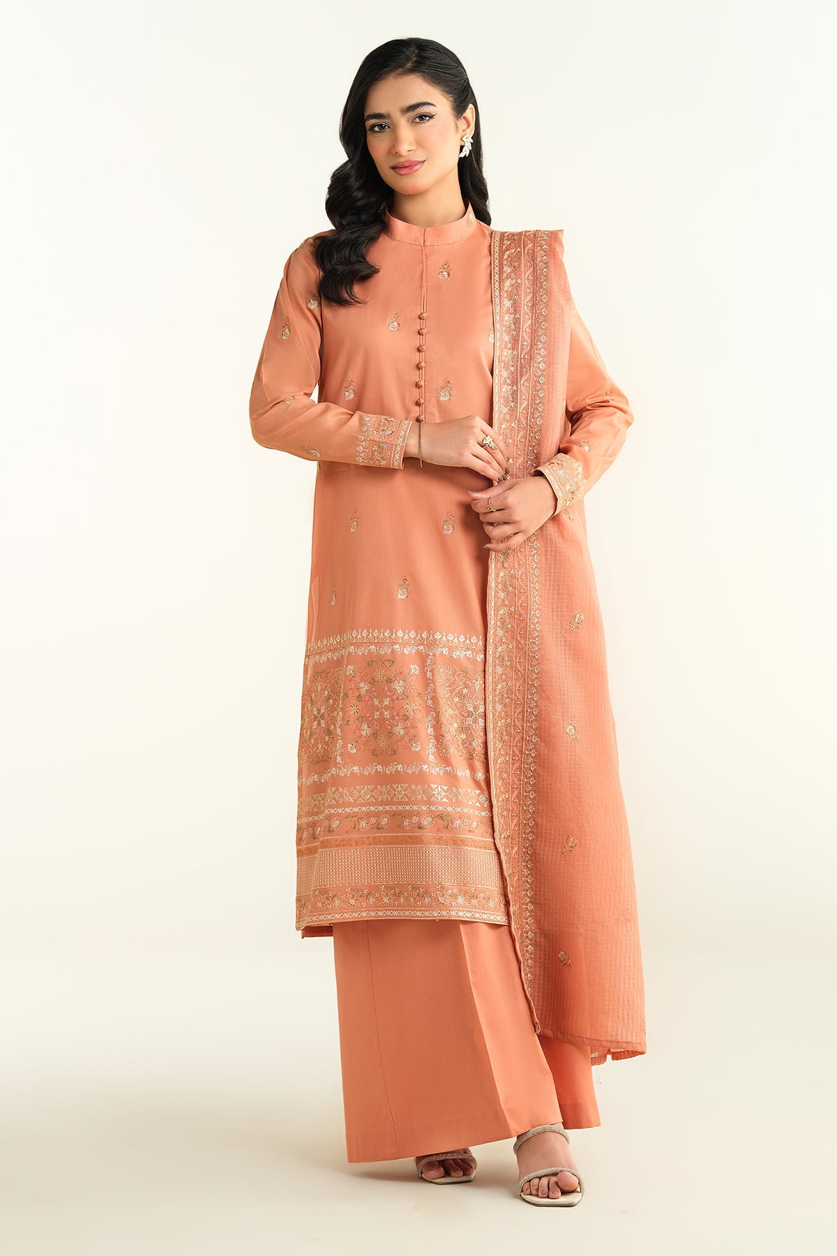 3 Piece - Embroidered Suit - E1626