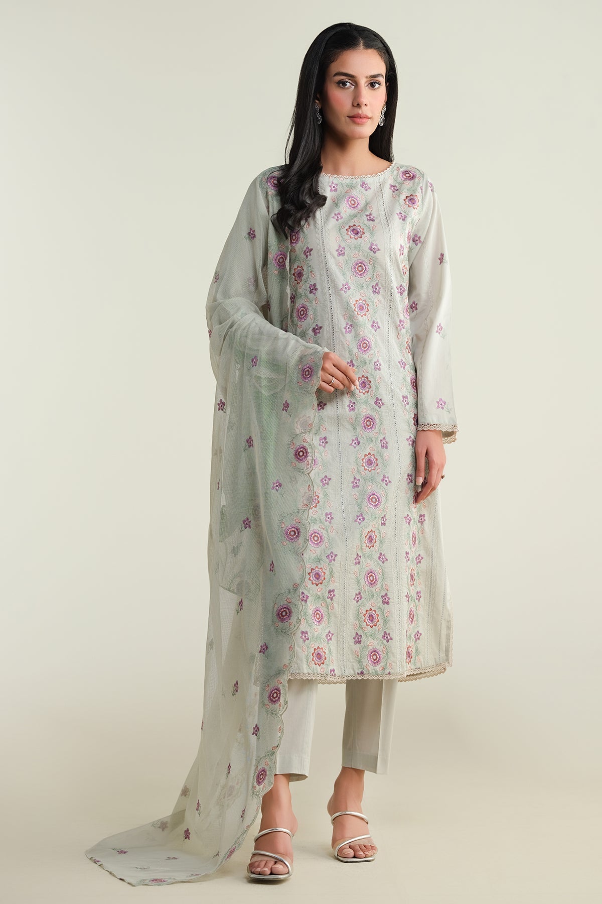 3 Piece - Embroidered Suit - E1627