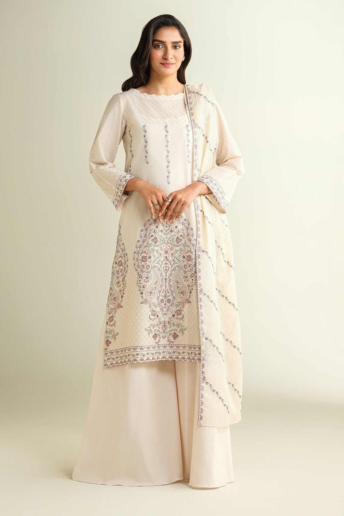 3 Piece - Embroidered Suit - E1629