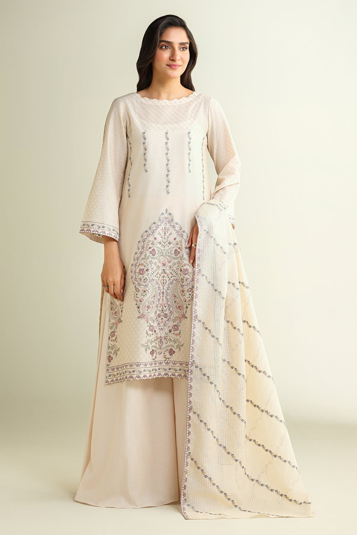 3 Piece - Embroidered Suit - E1629