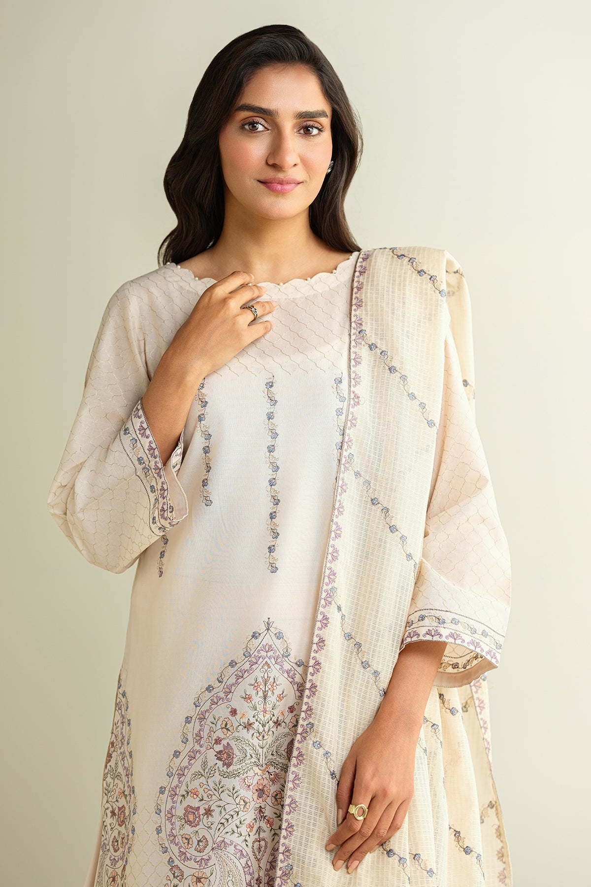 3 Piece - Embroidered Suit - E1629