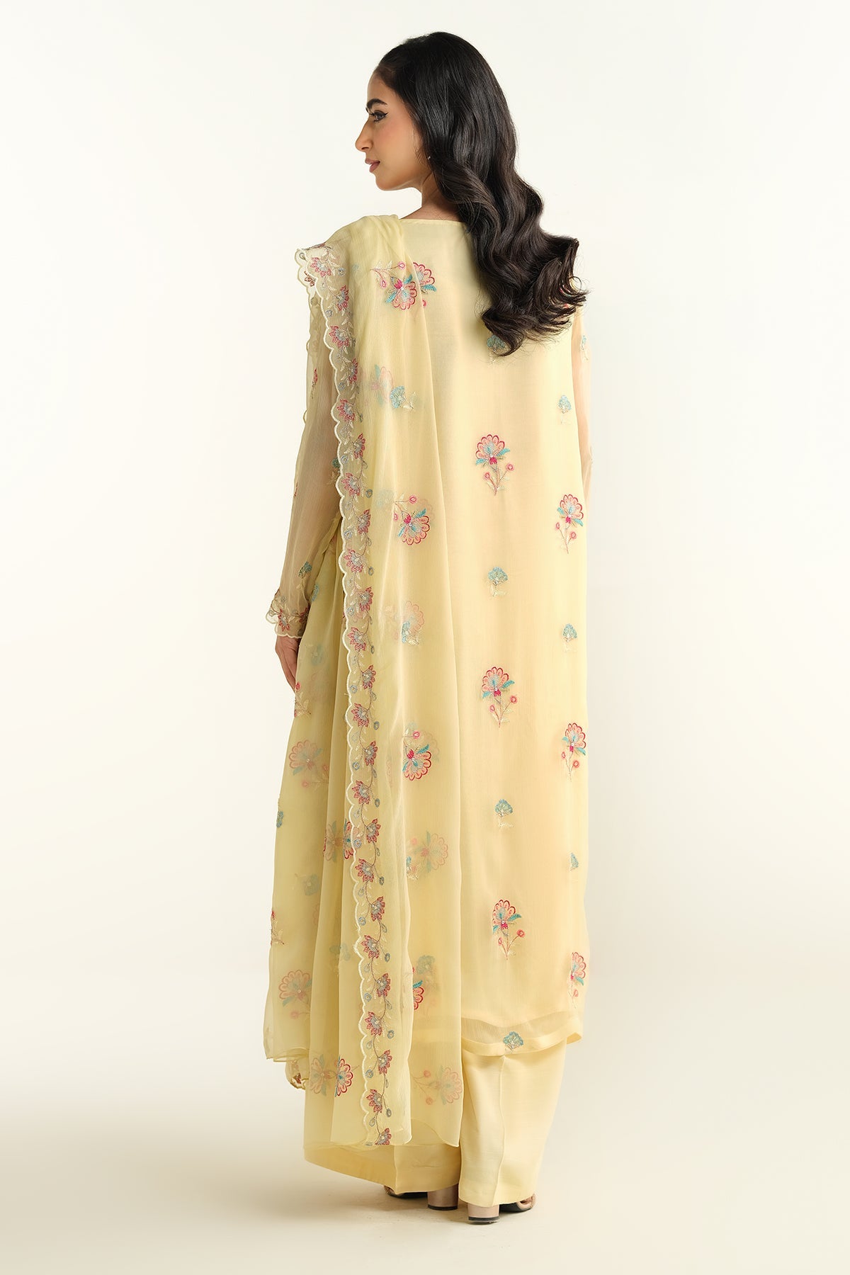 3 Piece - Embroidered Embellished Suit - E1651