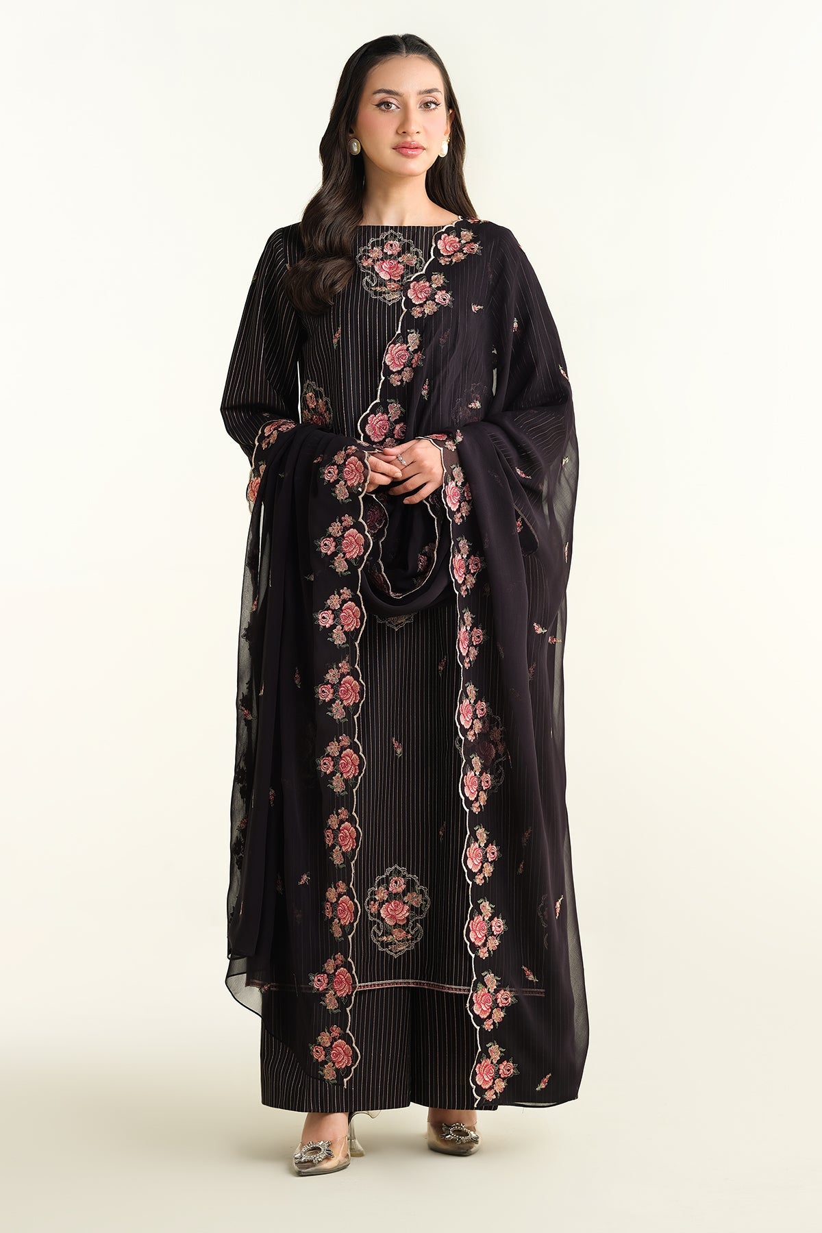 3 Piece - Embroidered Suit - E1654