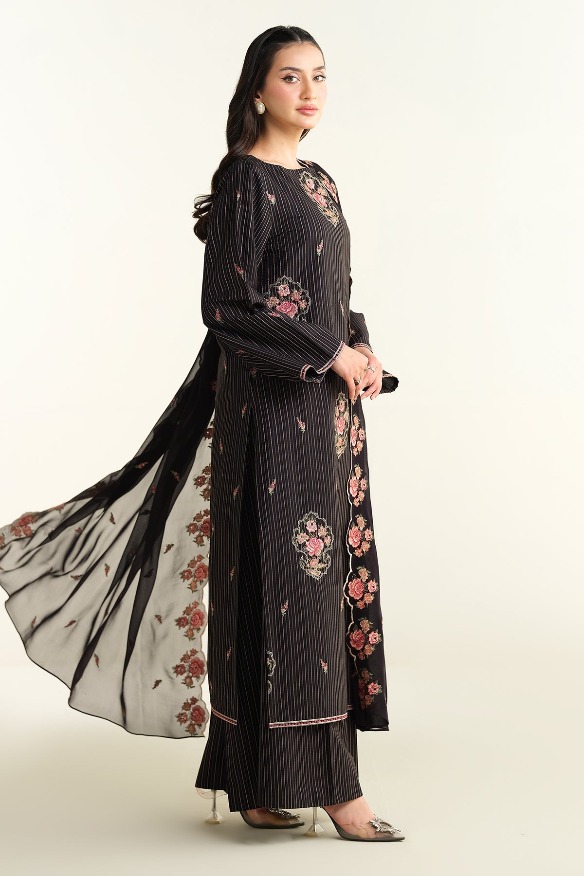 3 Piece - Embroidered Suit - E1654