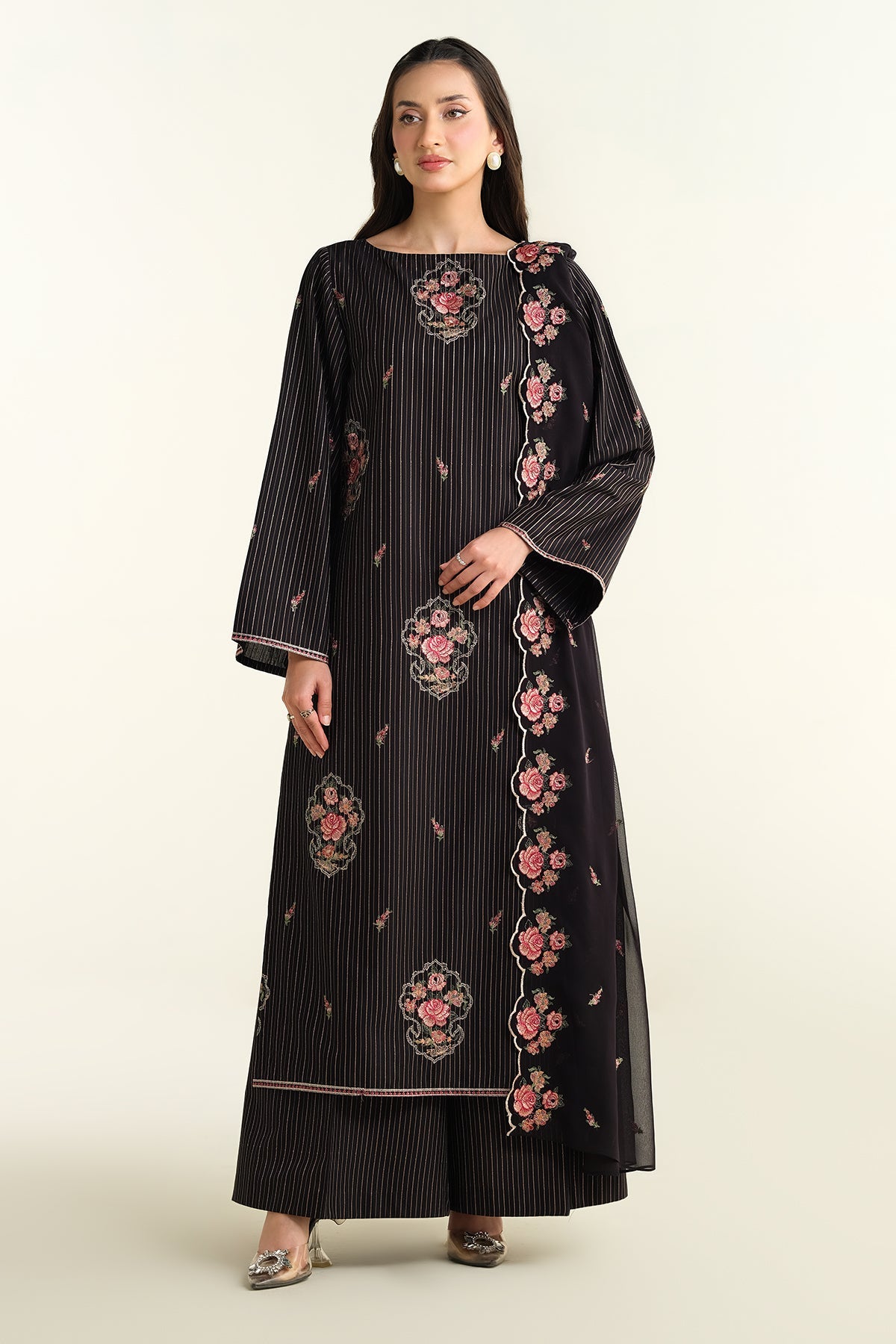 3 Piece - Embroidered Suit - E1654