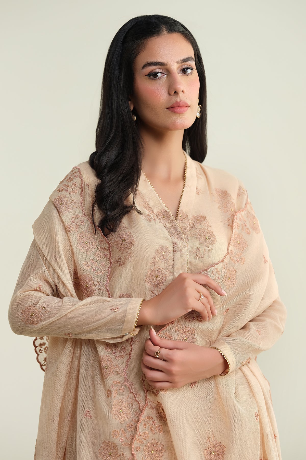 3 Piece-Embroidered & Embellished Suit-E1679