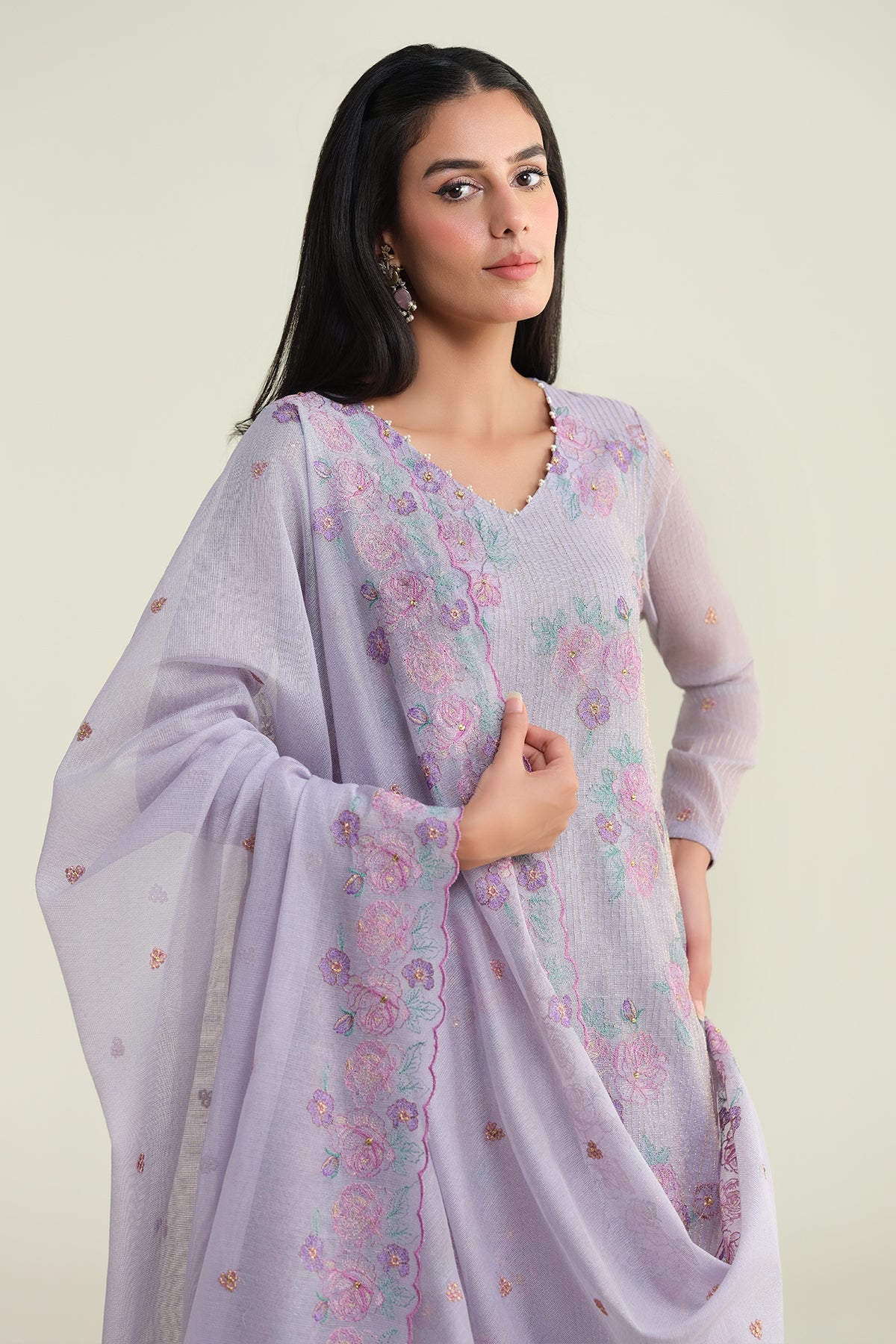 3 Piece - Embroidered & Embellished Suit - E1680
