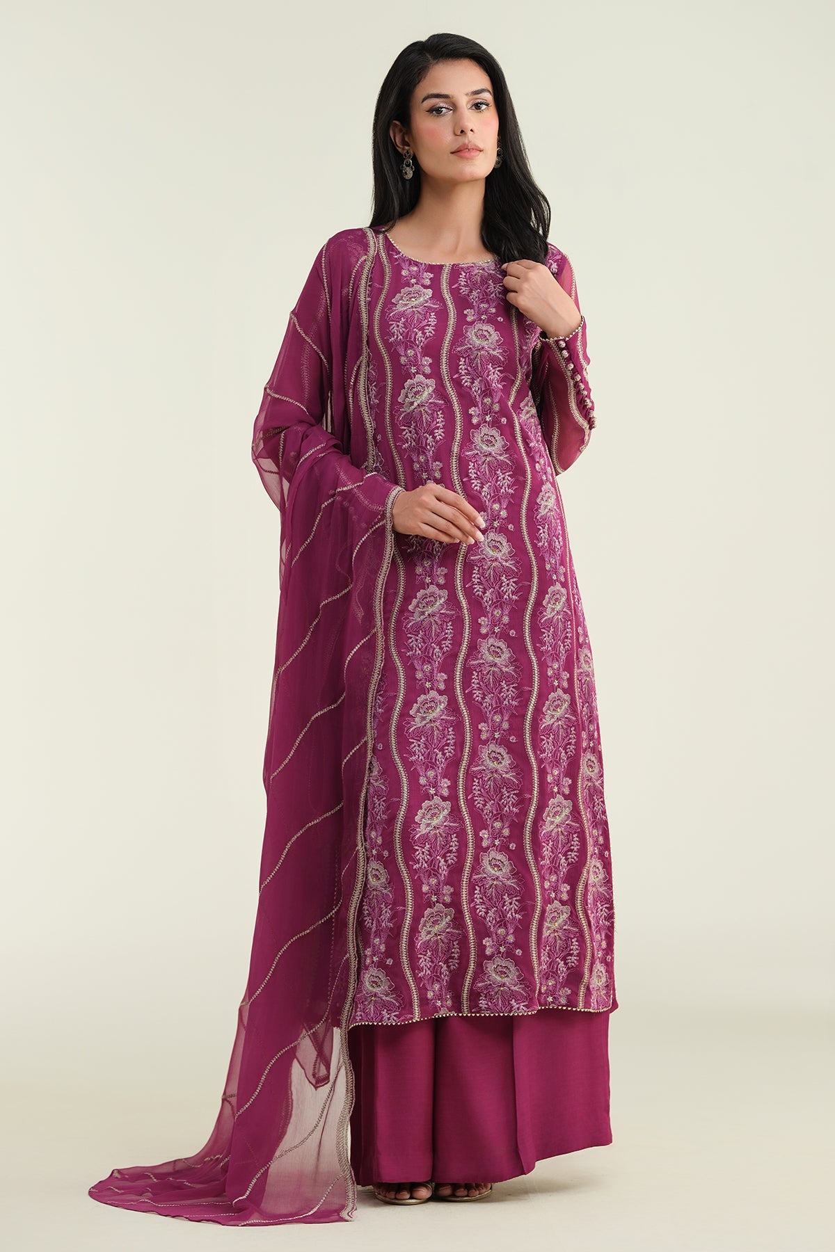 3 Piece-Embroidered & Embellished Suit-E1686