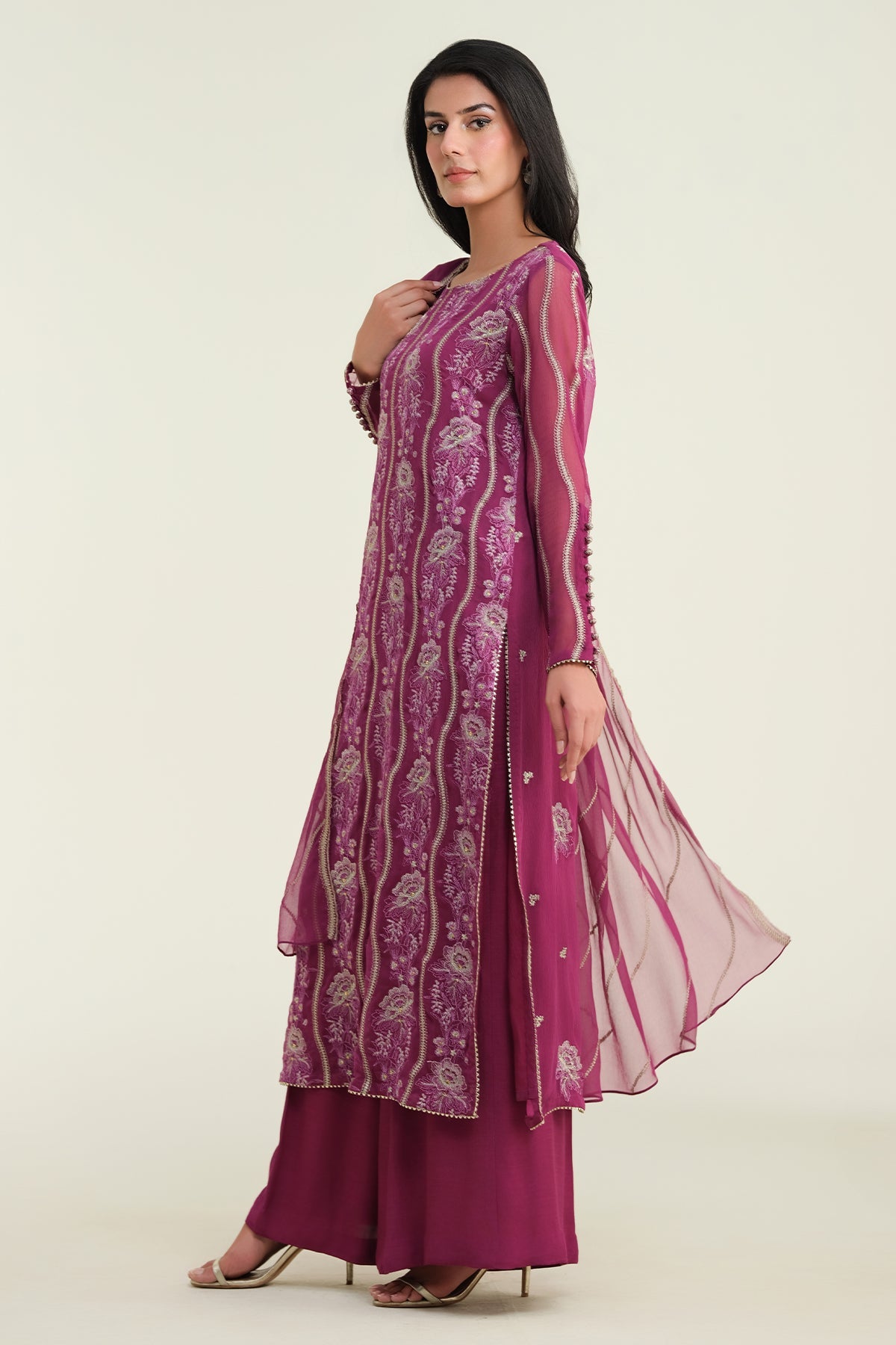 3 Piece-Embroidered & Embellished Suit-E1686