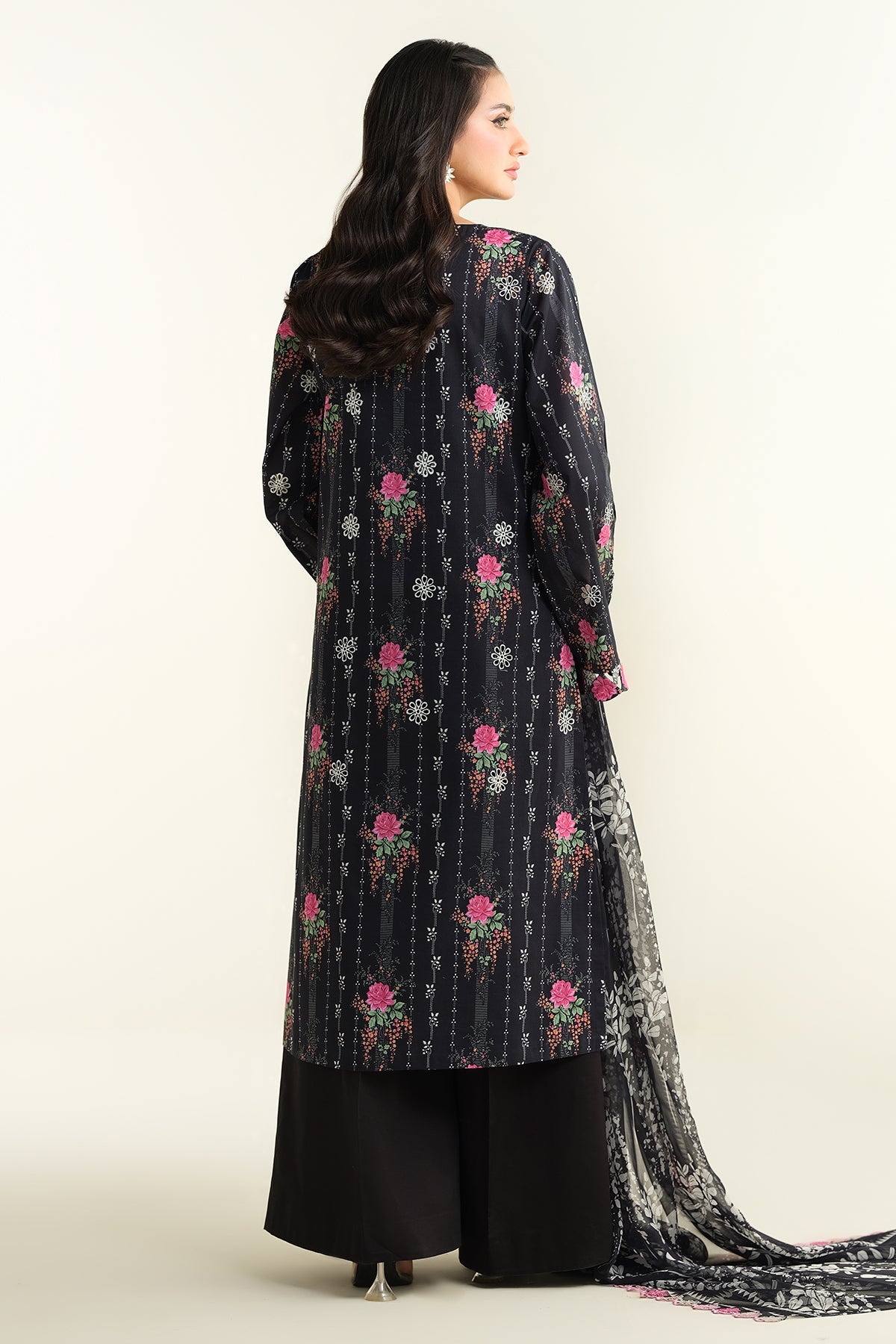 3 Piece - Printed & Embroidered Suit - E1688