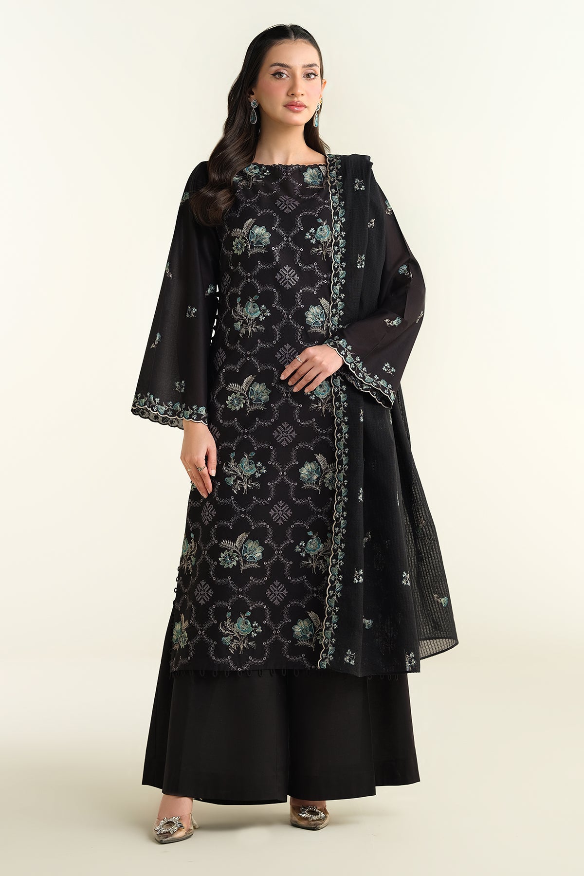 3 Piece - Embroidered Suit - E1692