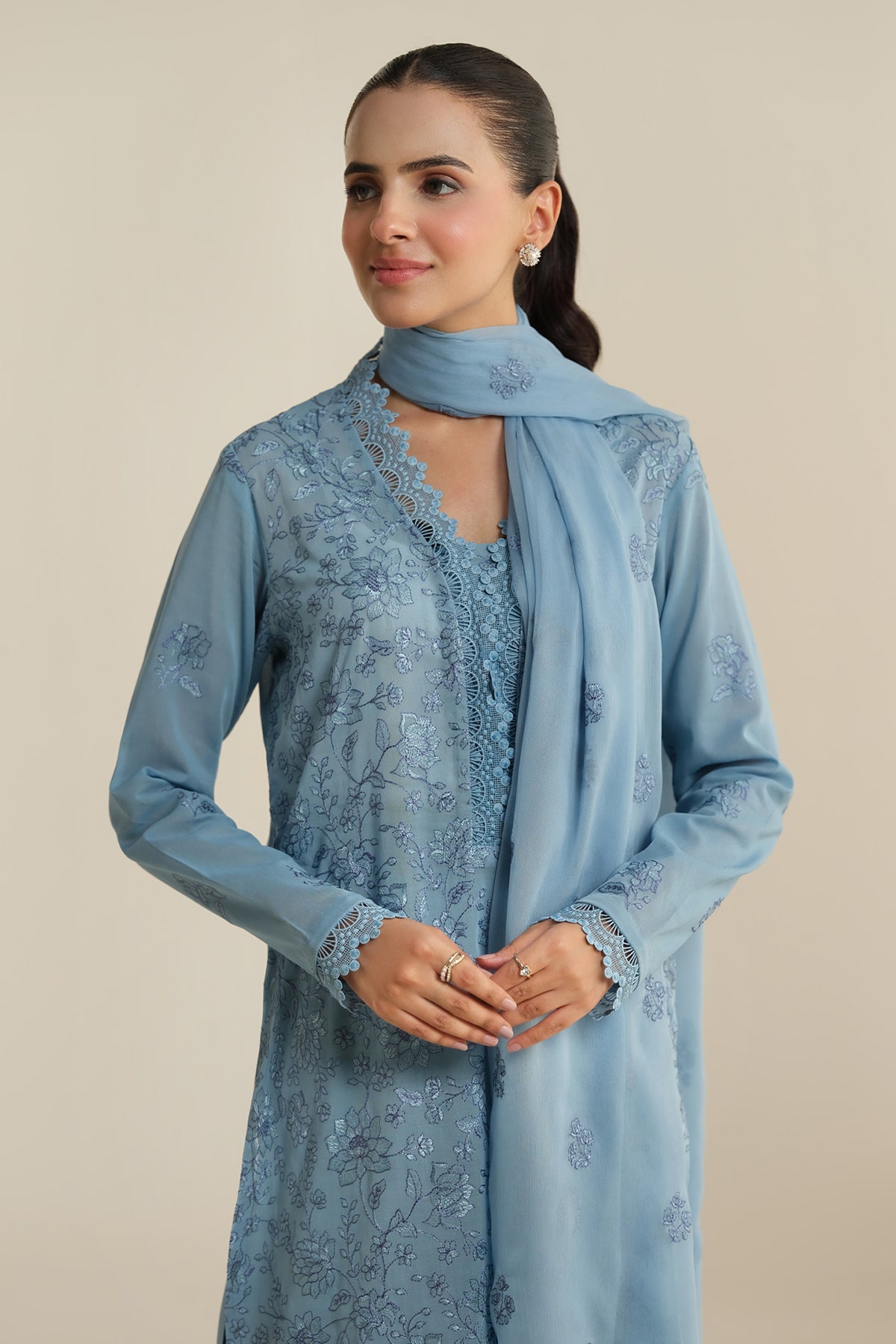 3 Piece - Embroidered Suit - E1696