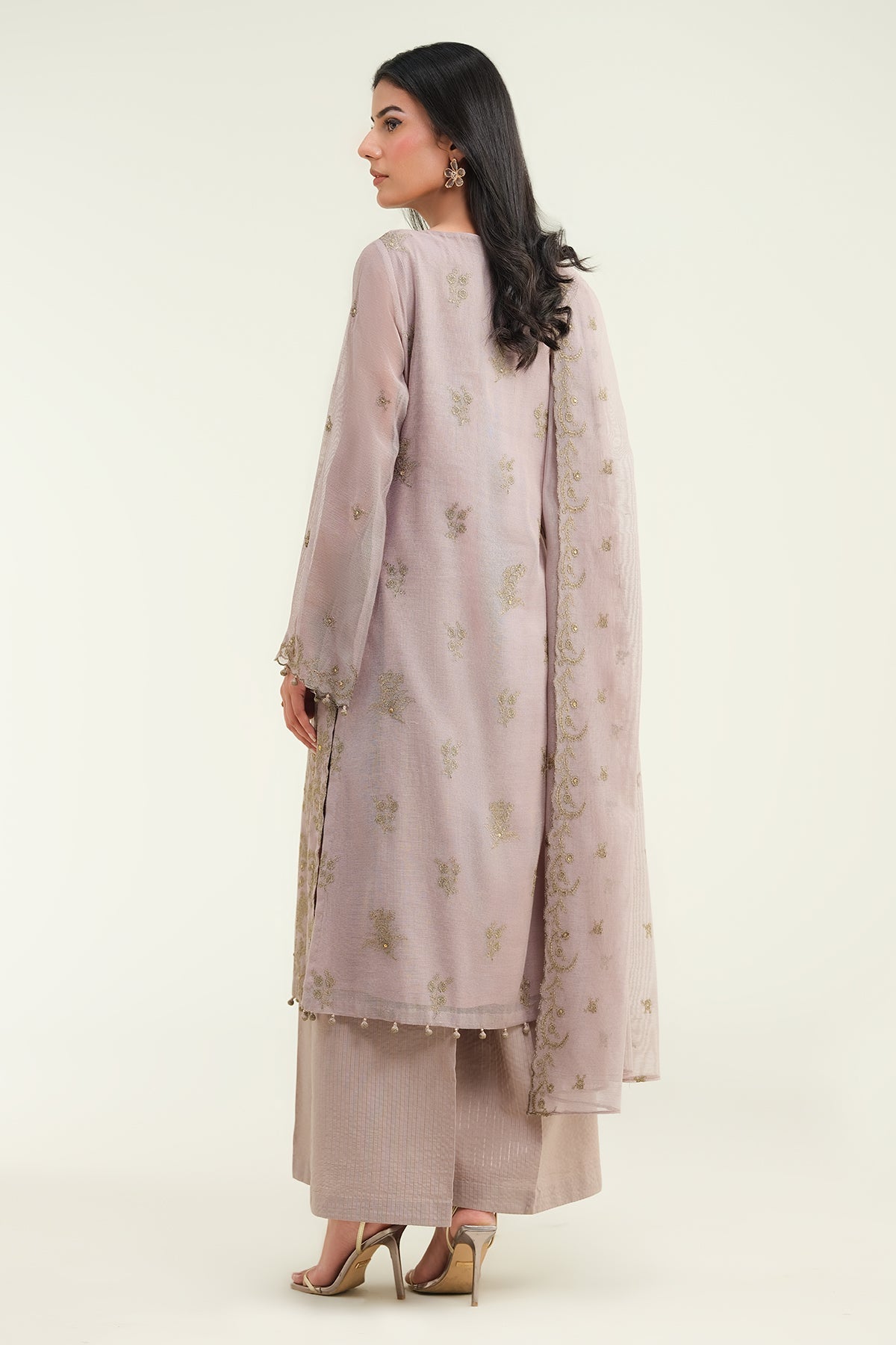 4 Piece - Embroidered & Embellished Suit - E1699