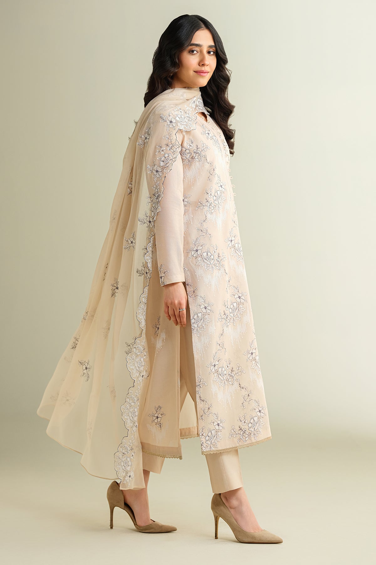 3 Piece - Embroidered Suit - E1724