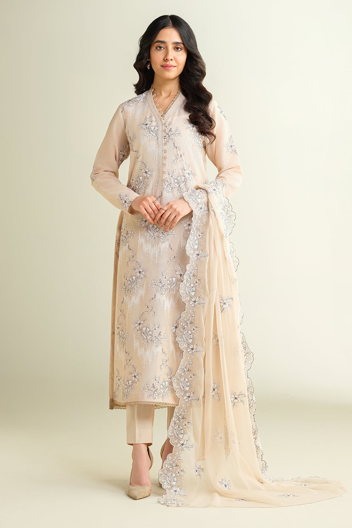 3 Piece - Embroidered Suit - E1724