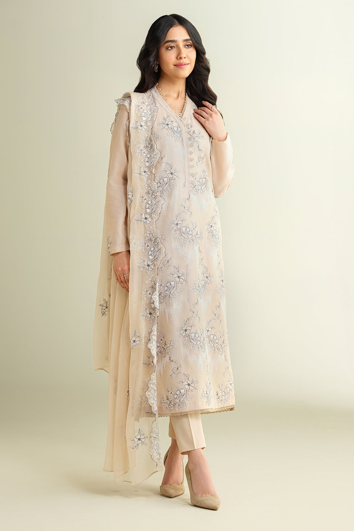 3 Piece - Embroidered Suit - E1724